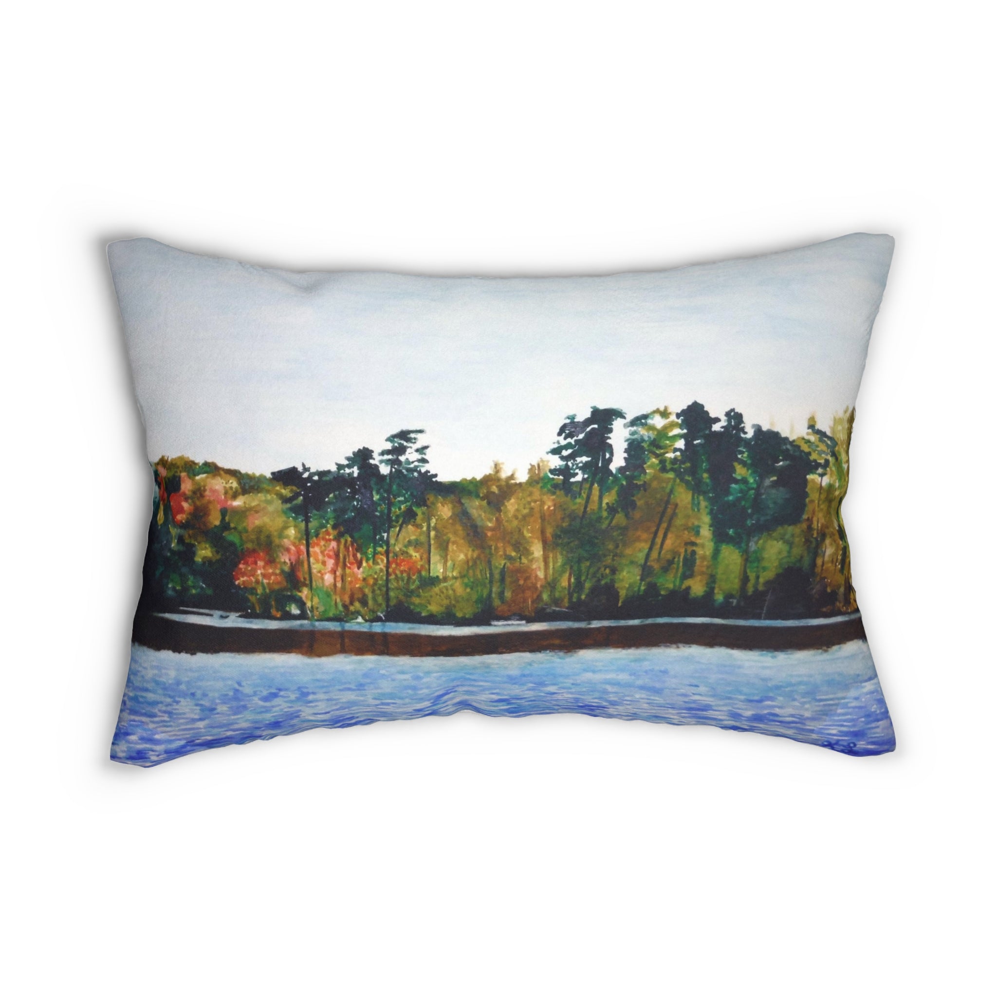 Lake Kayaking Watercolor Lumbar Pillow