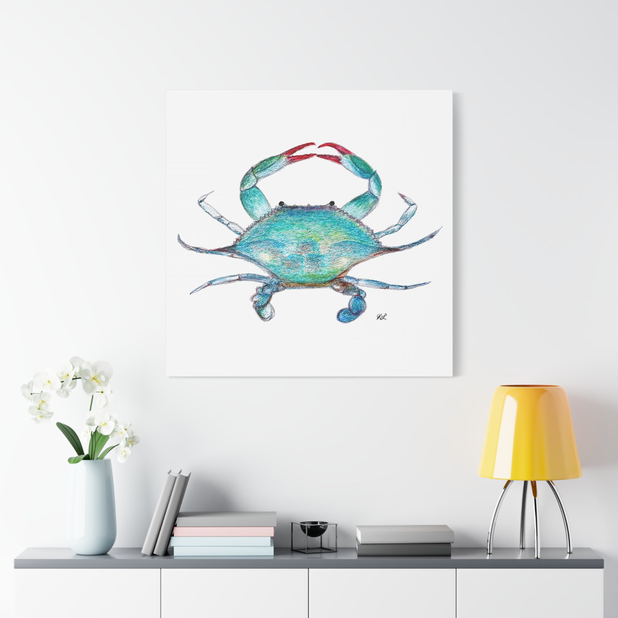 Blue Crab watercolor Canvas Print