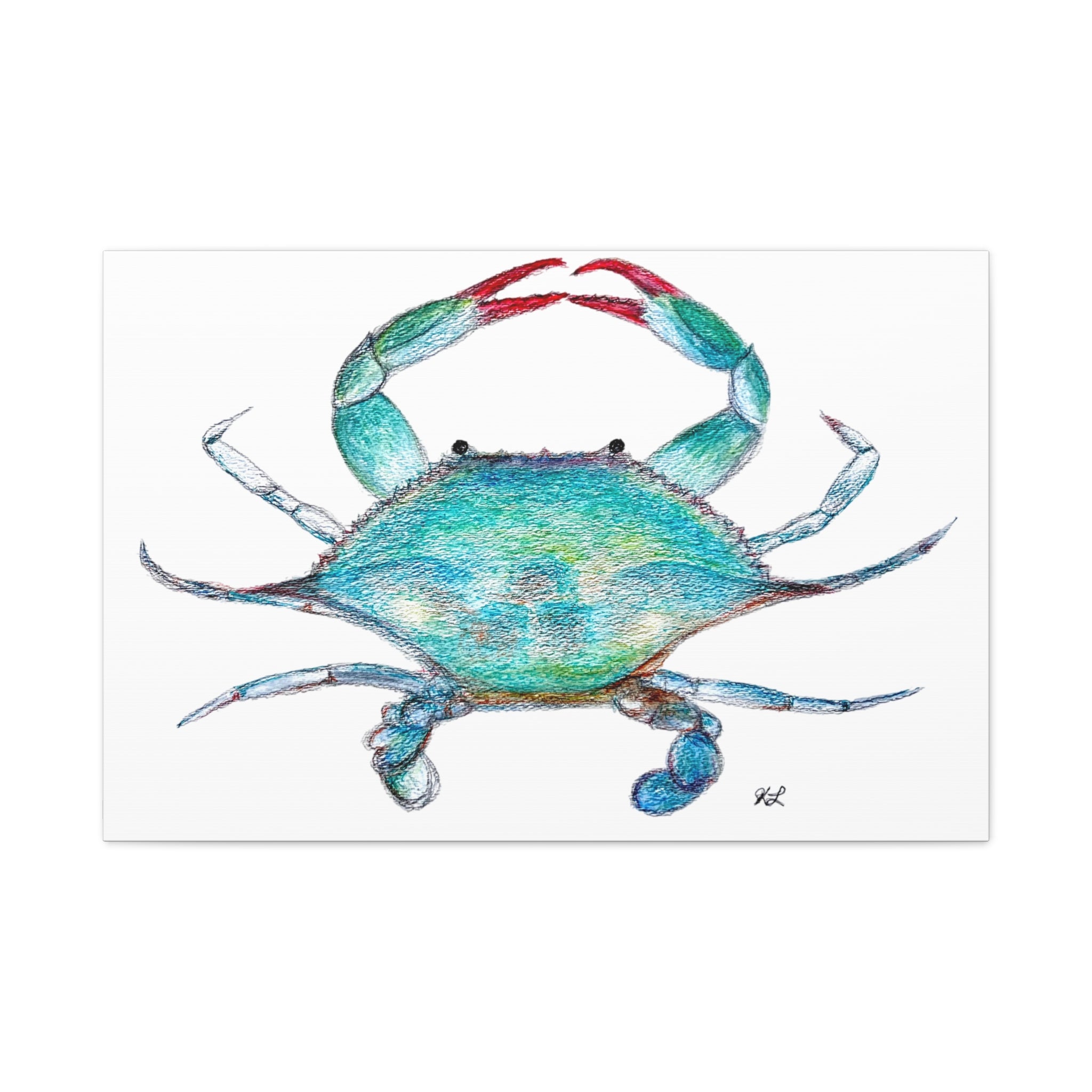 Blue Crab watercolor Canvas Print