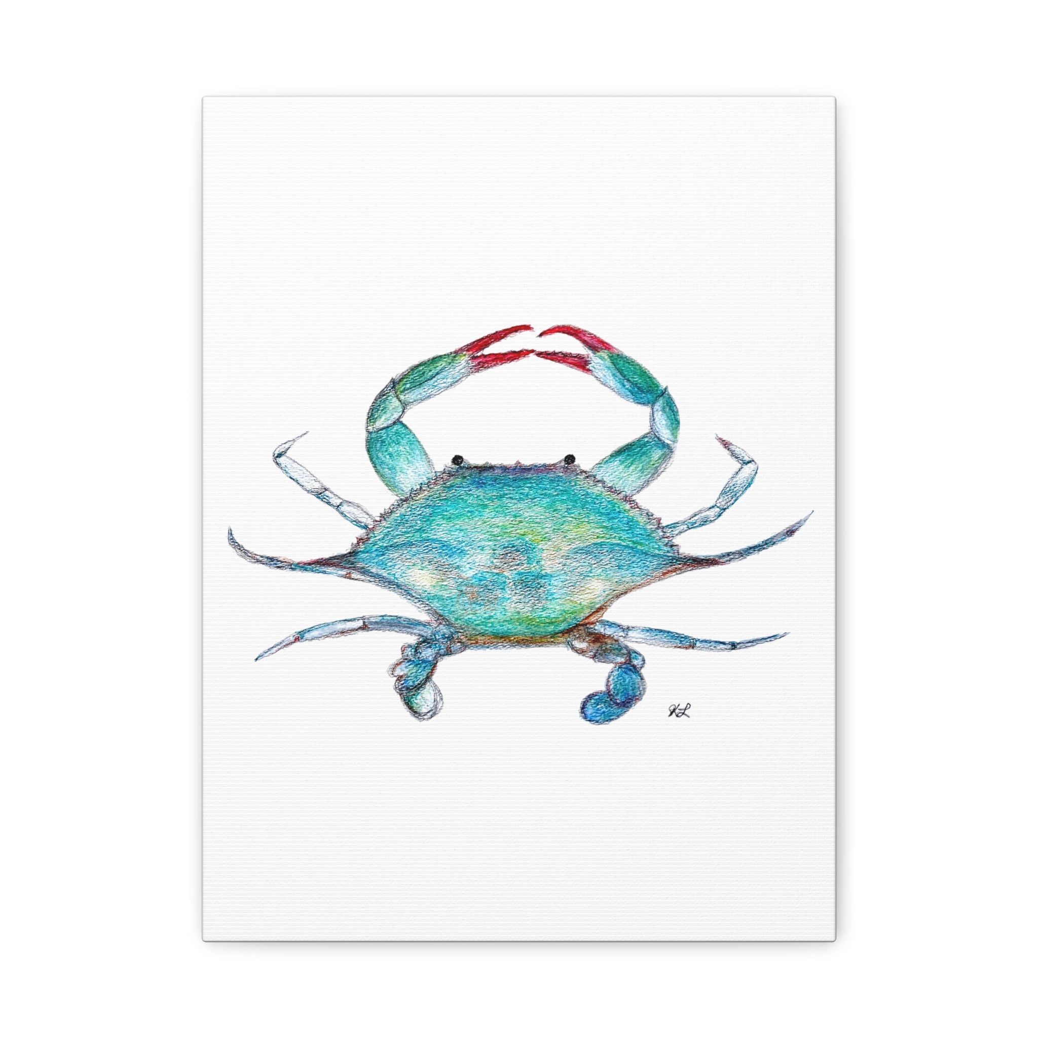 Blue Crab watercolor Canvas Print