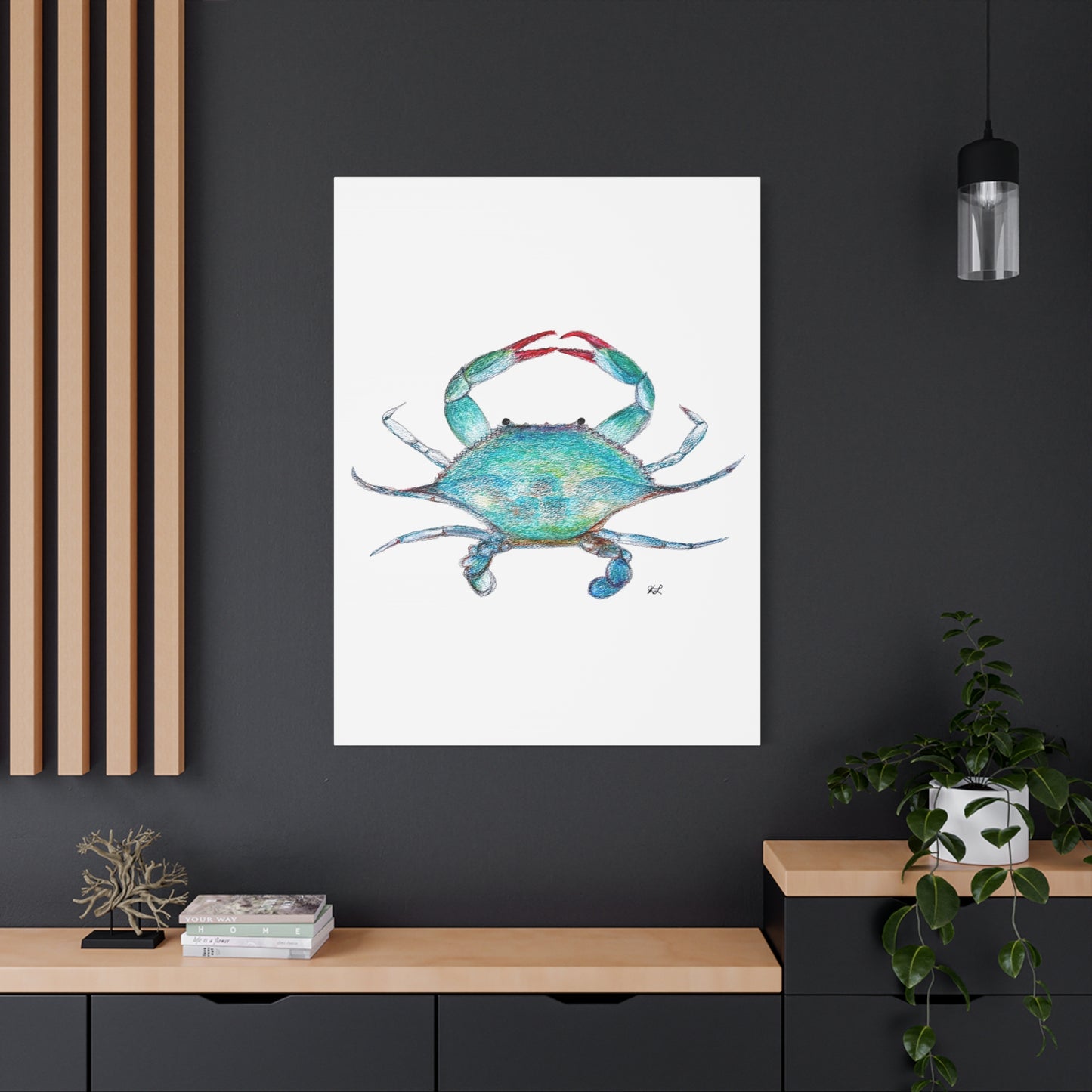 Blue Crab watercolor Canvas Print