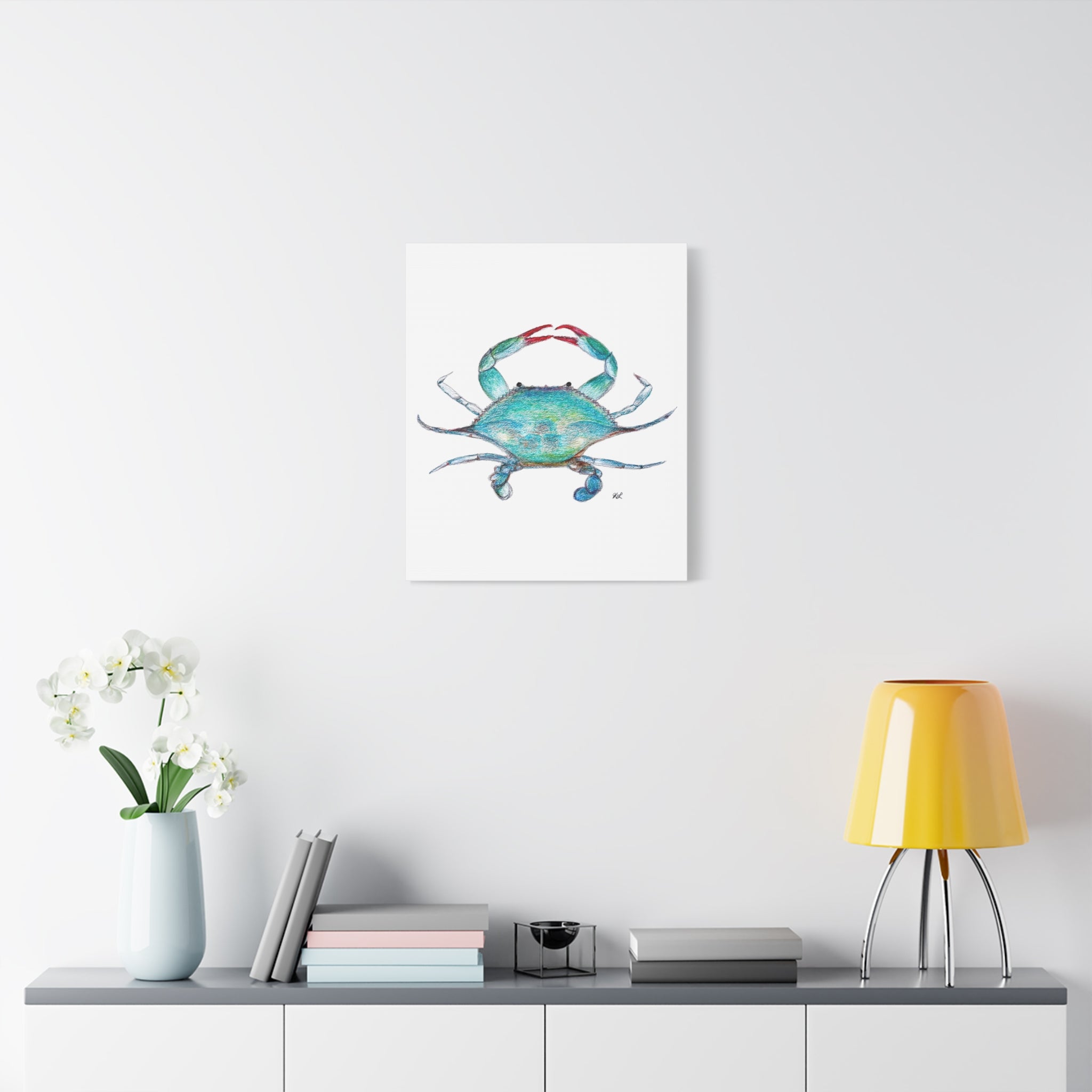 Blue Crab watercolor Canvas Print
