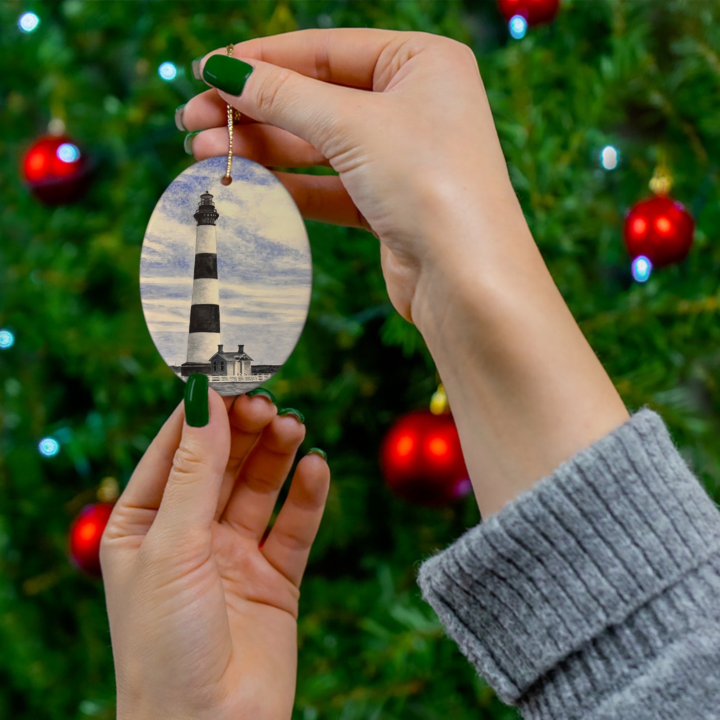 Bodie Island Lighthouse Ceramic Ornament, Signature Collection