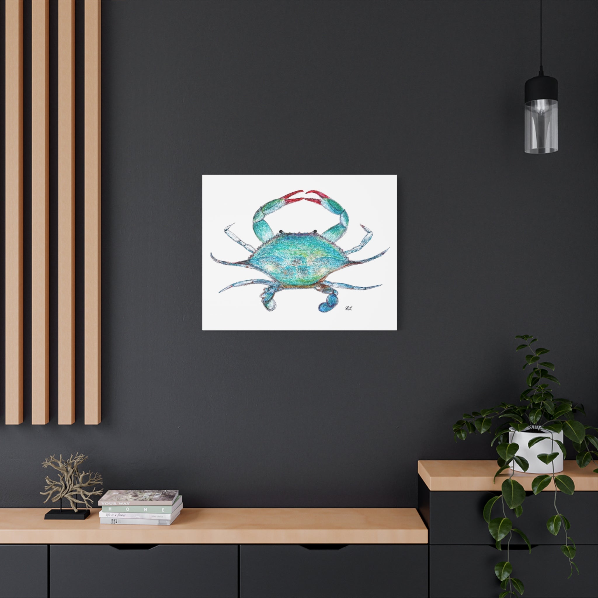 Blue Crab watercolor Canvas Print