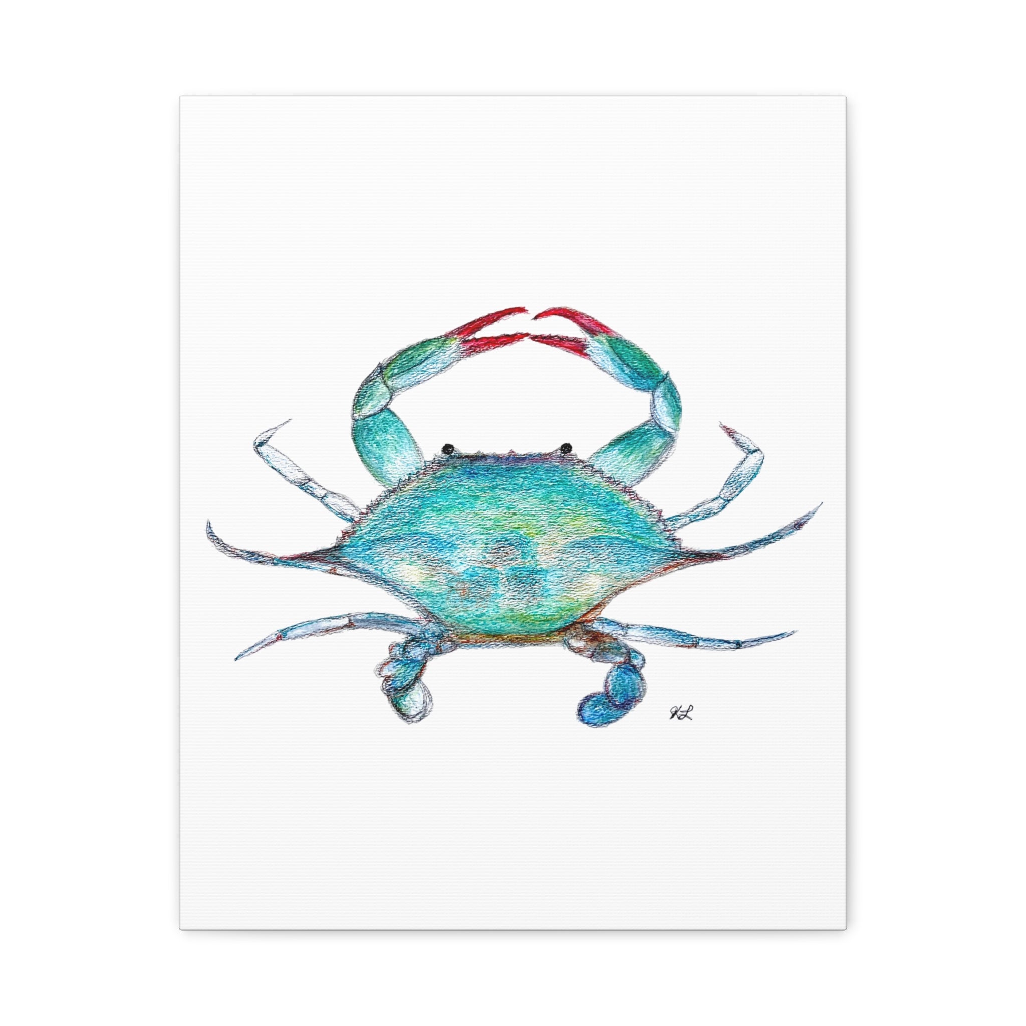 Blue Crab watercolor Canvas Print