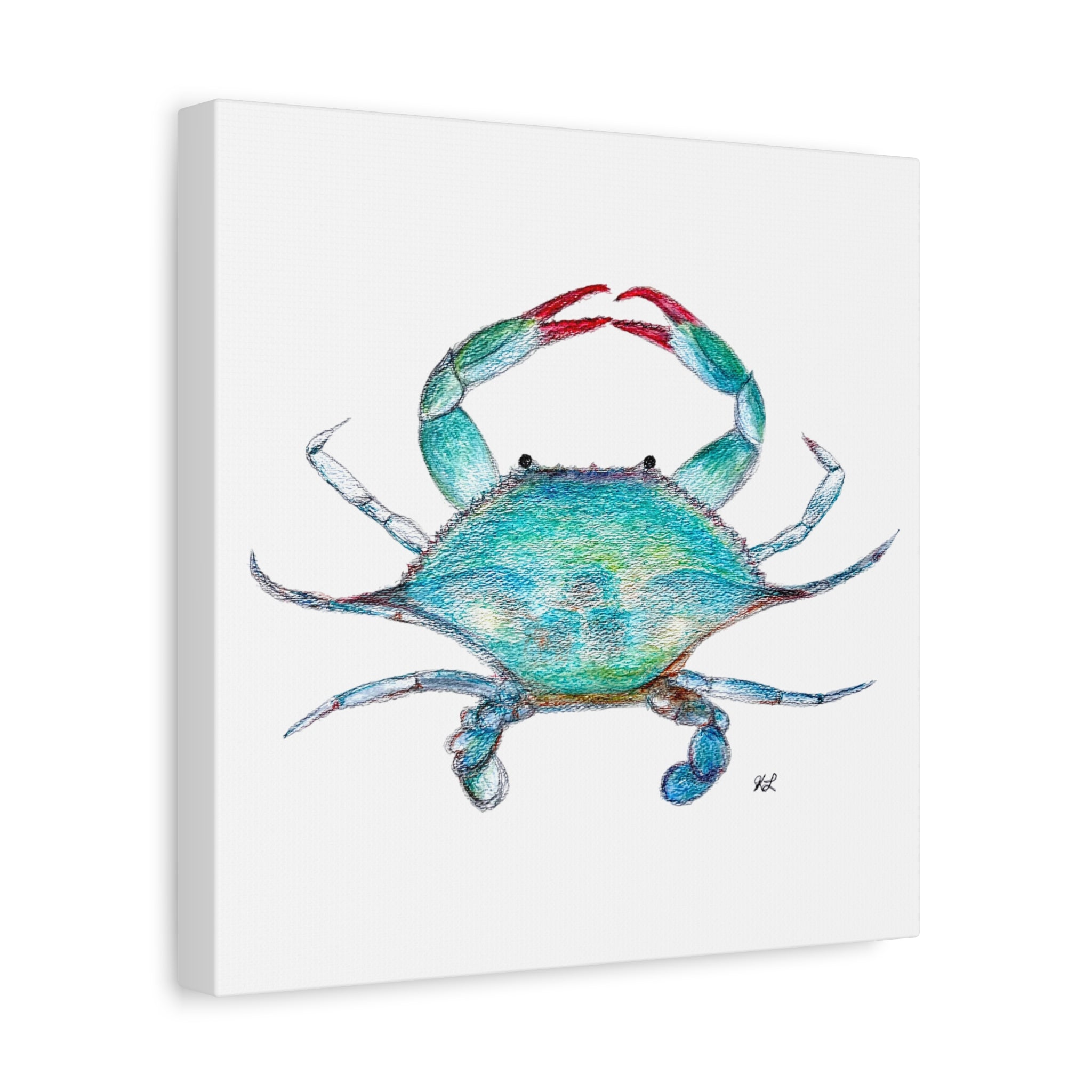 Blue Crab watercolor Canvas Print