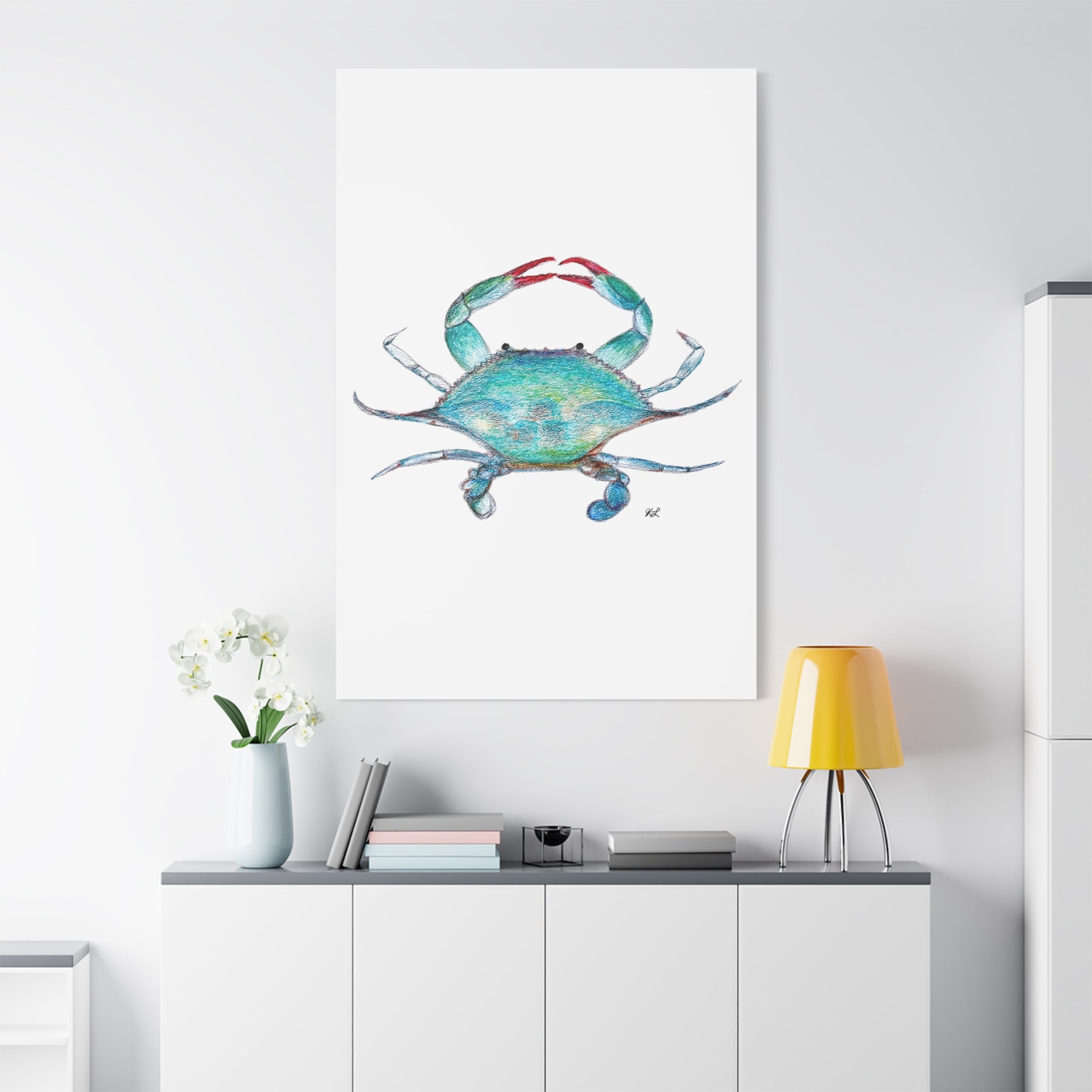 Blue Crab watercolor Canvas Print