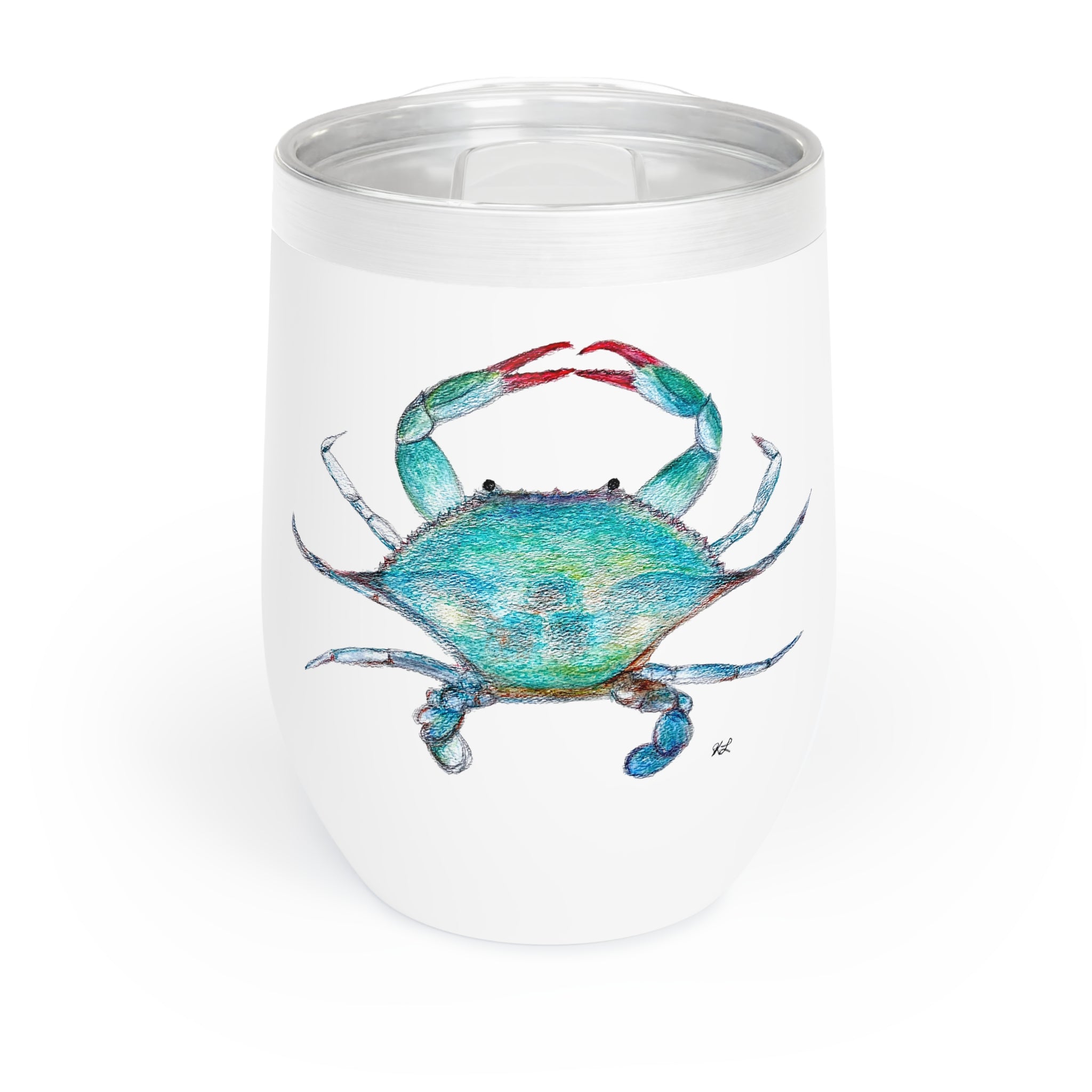 Blue Crab watercolor Wine Tumbler