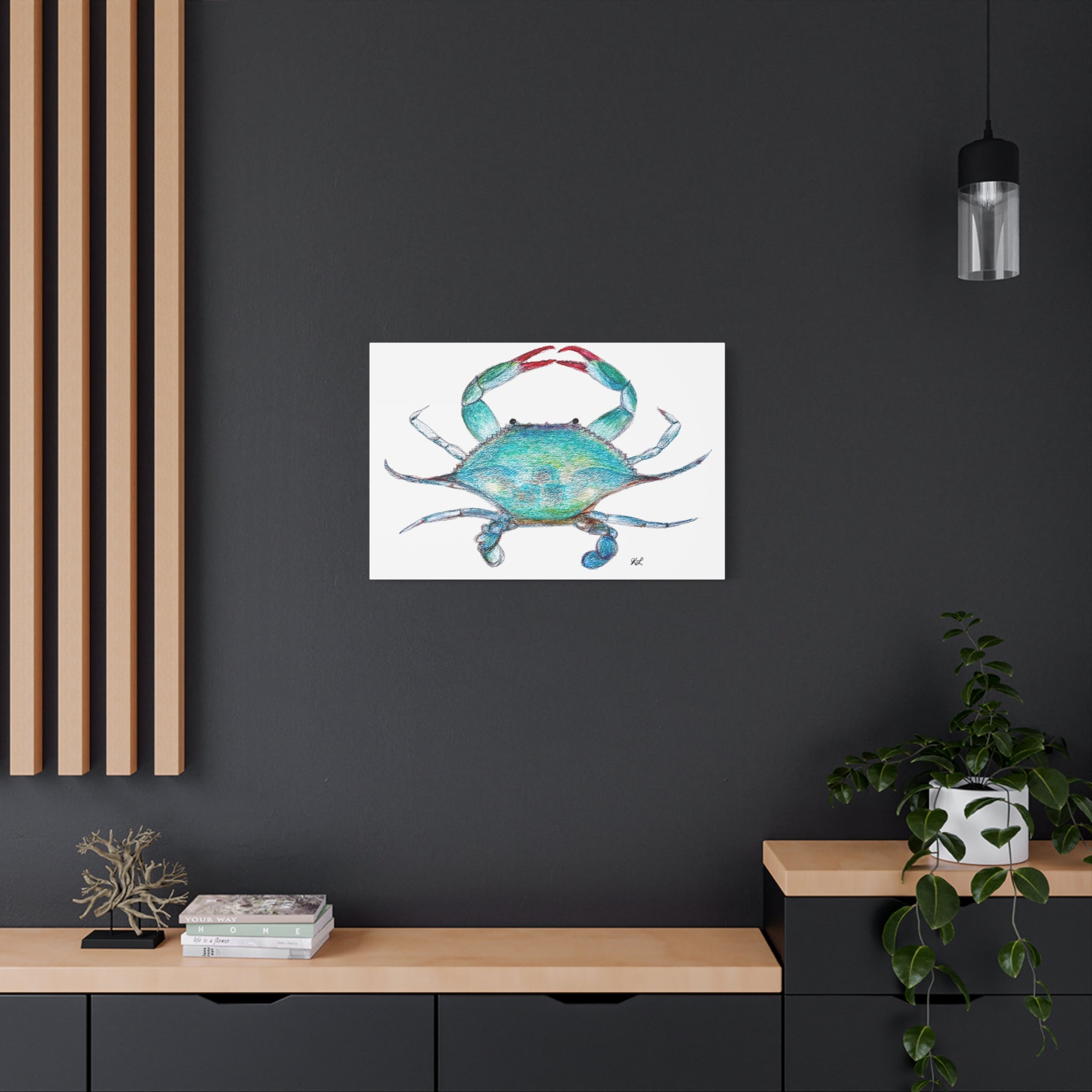 Blue Crab watercolor Canvas Print
