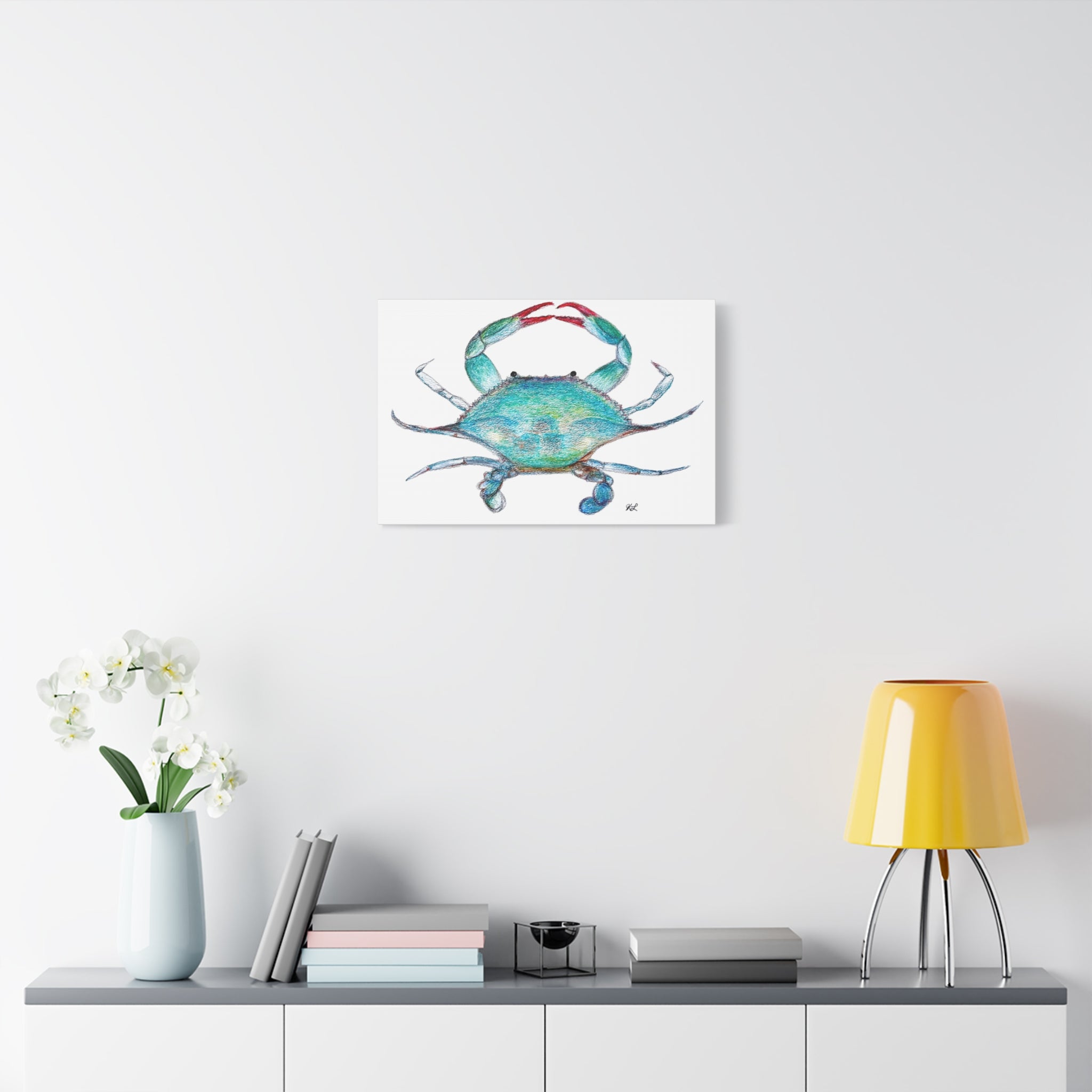 Blue Crab watercolor Canvas Print
