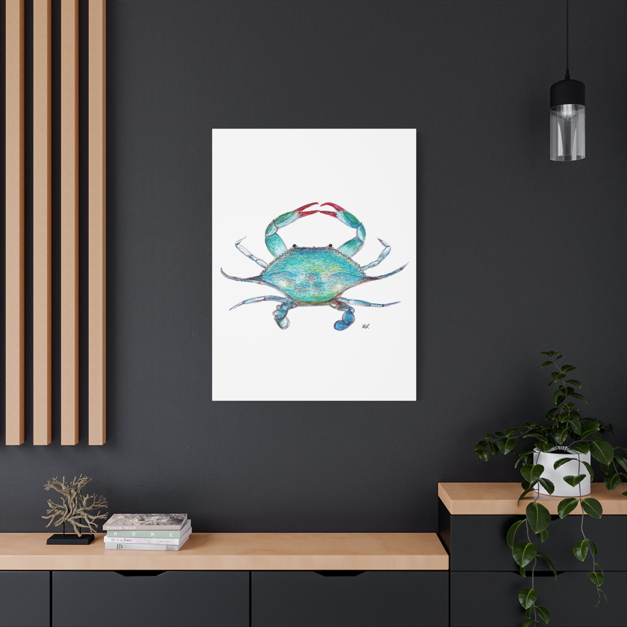 Blue Crab watercolor Canvas Print