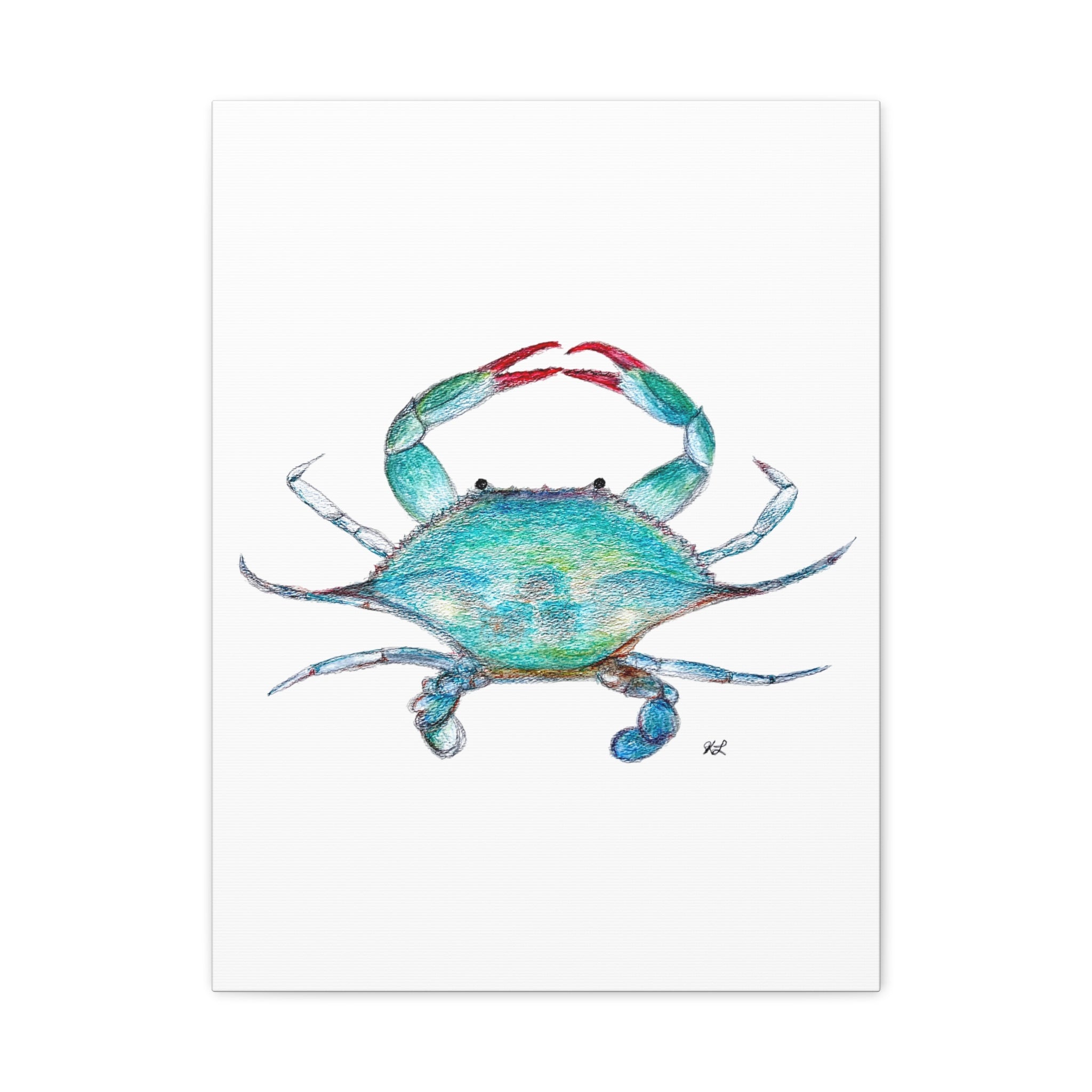 Blue Crab watercolor Canvas Print