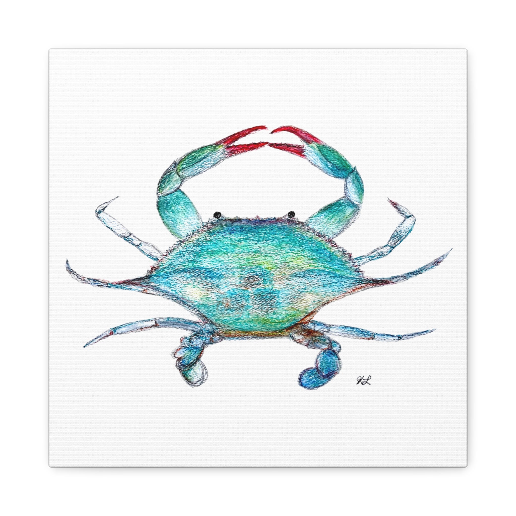 Blue Crab watercolor Canvas Print