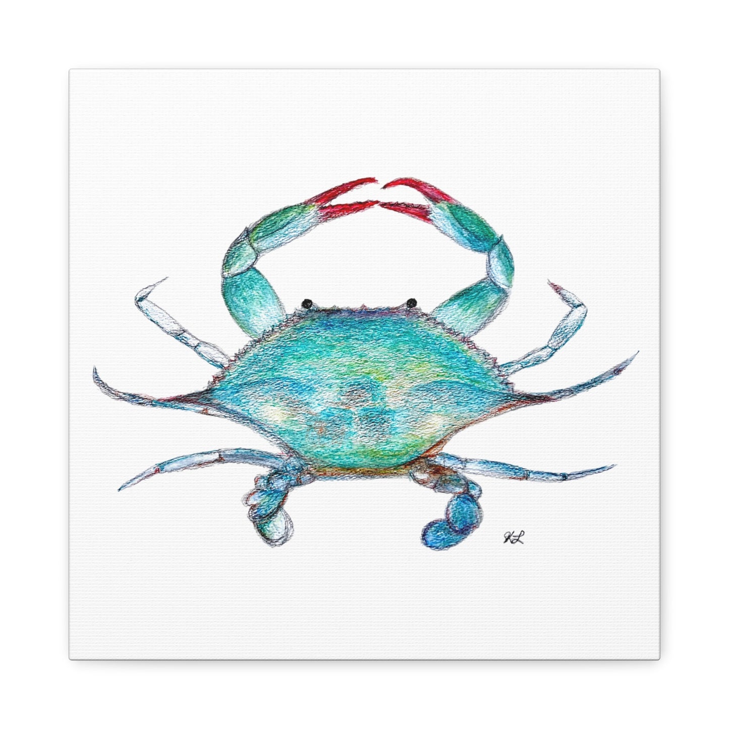 Blue Crab watercolor Canvas Print