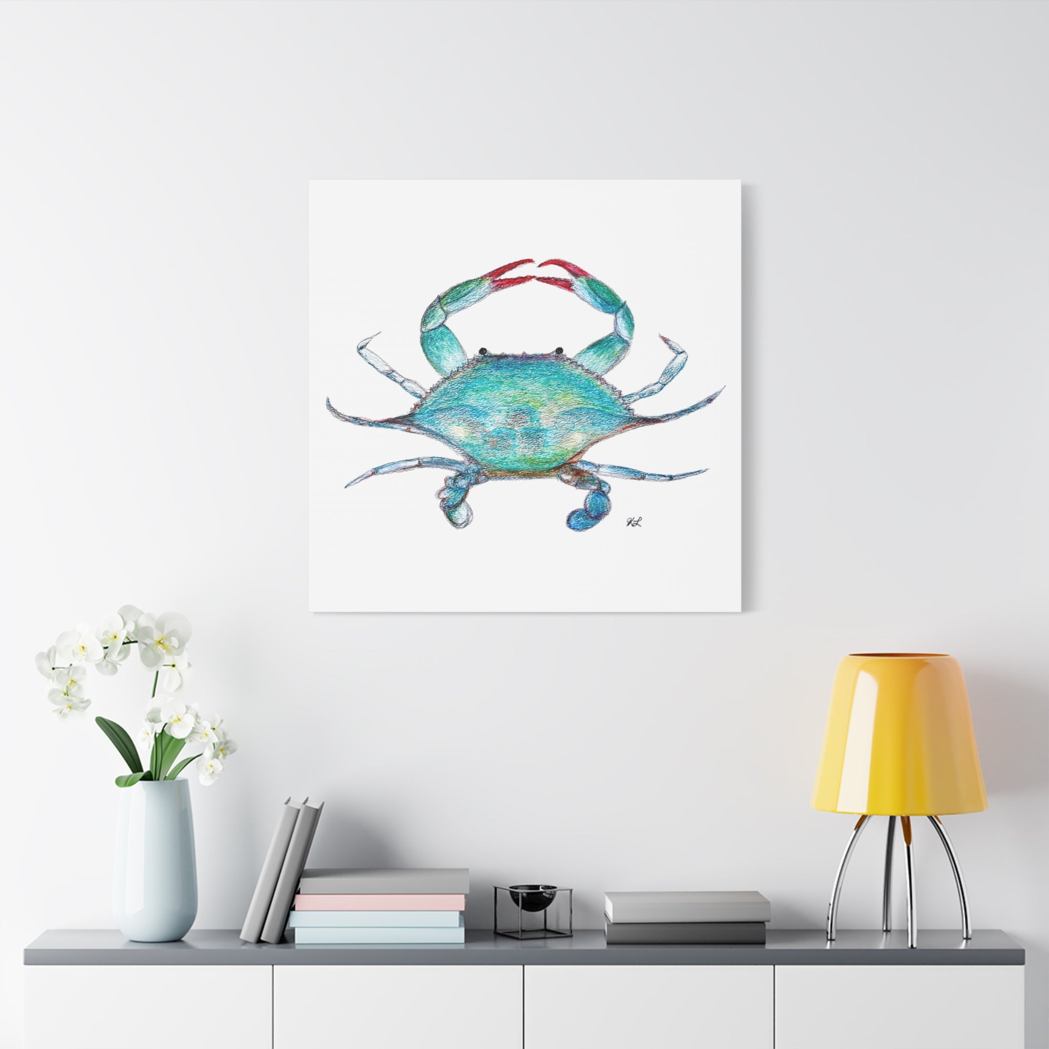 Blue Crab watercolor Canvas Print