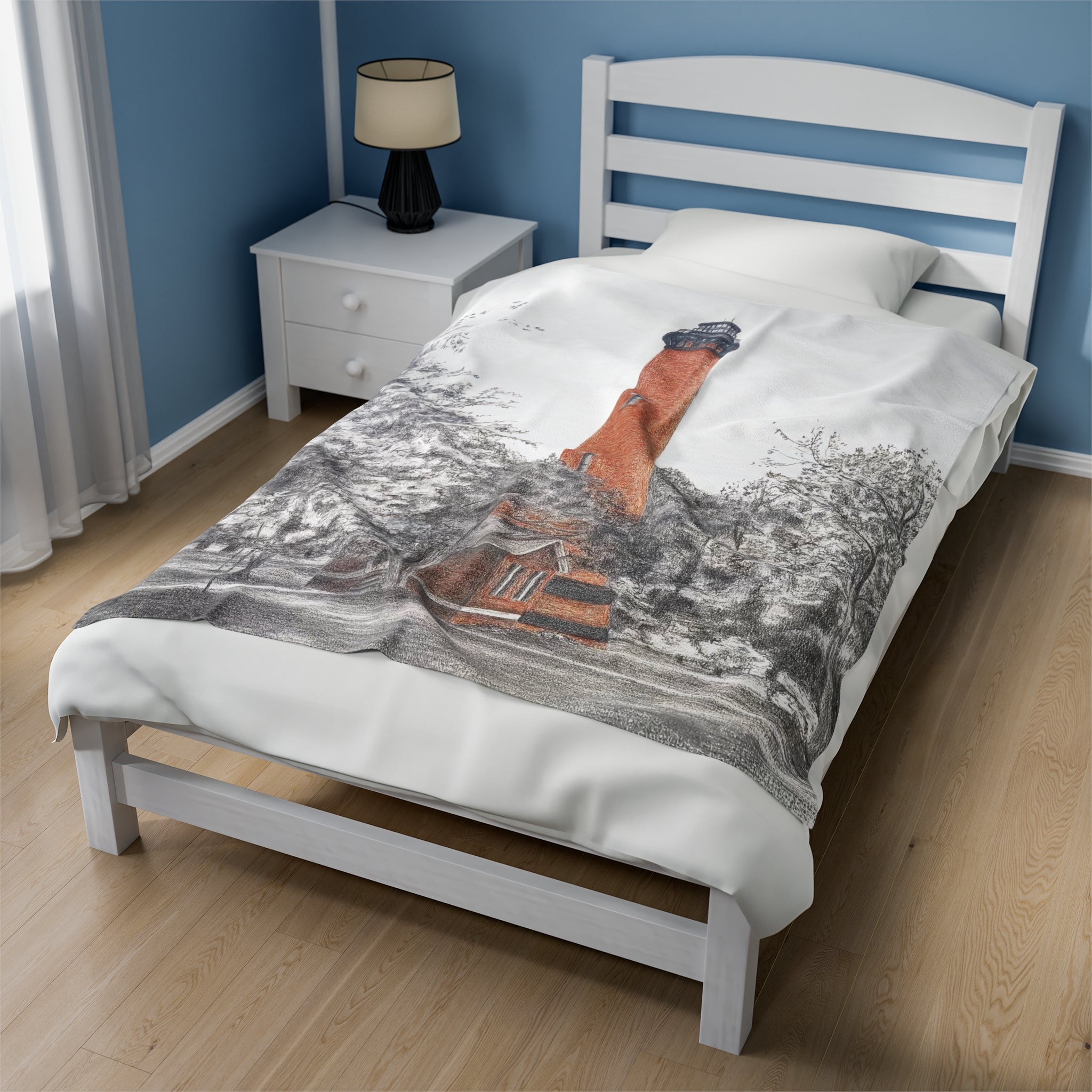 Currituck Lighthouse Velveteen Plush Blanket