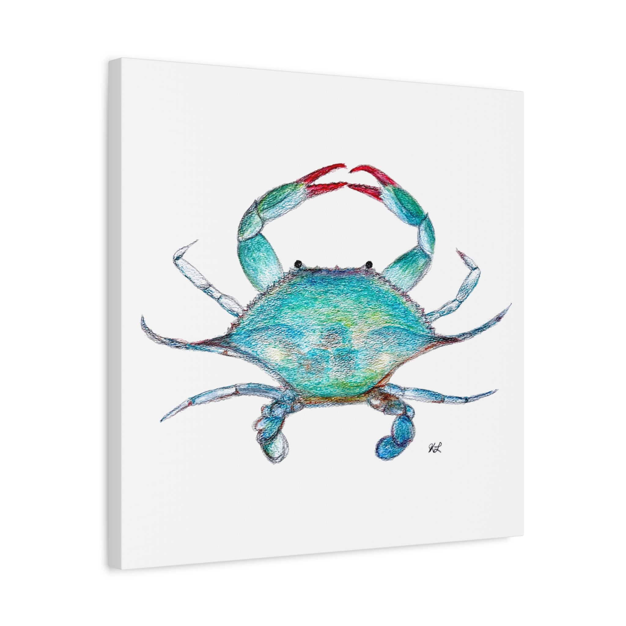 Blue Crab watercolor Canvas Print