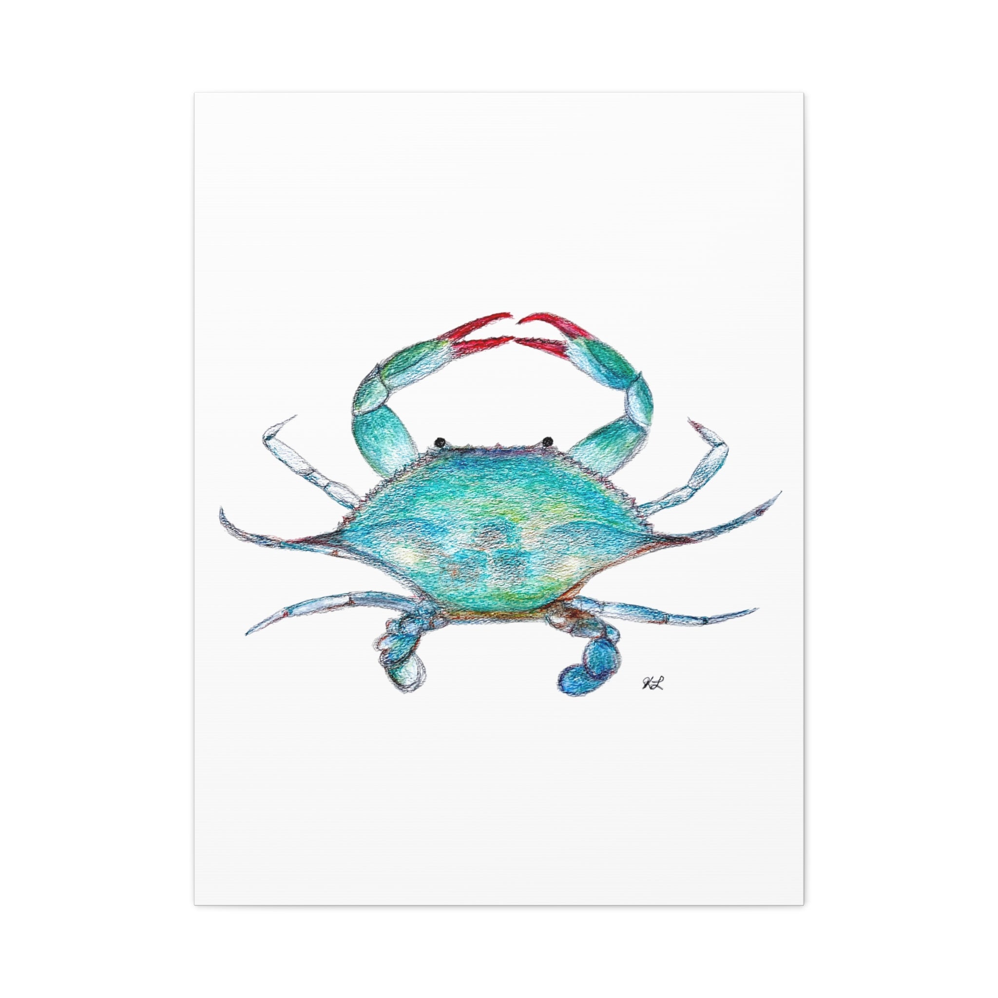 Blue Crab watercolor Canvas Print