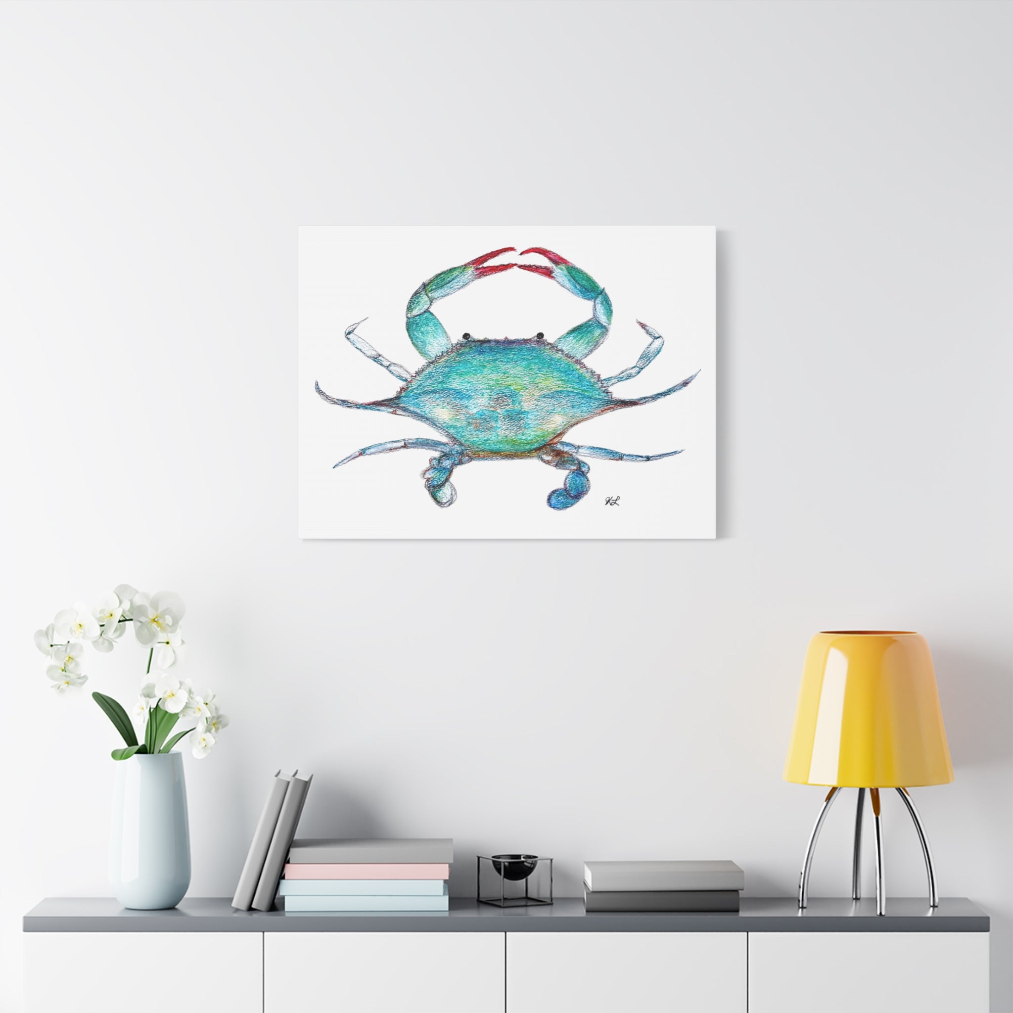 Blue Crab watercolor Canvas Print