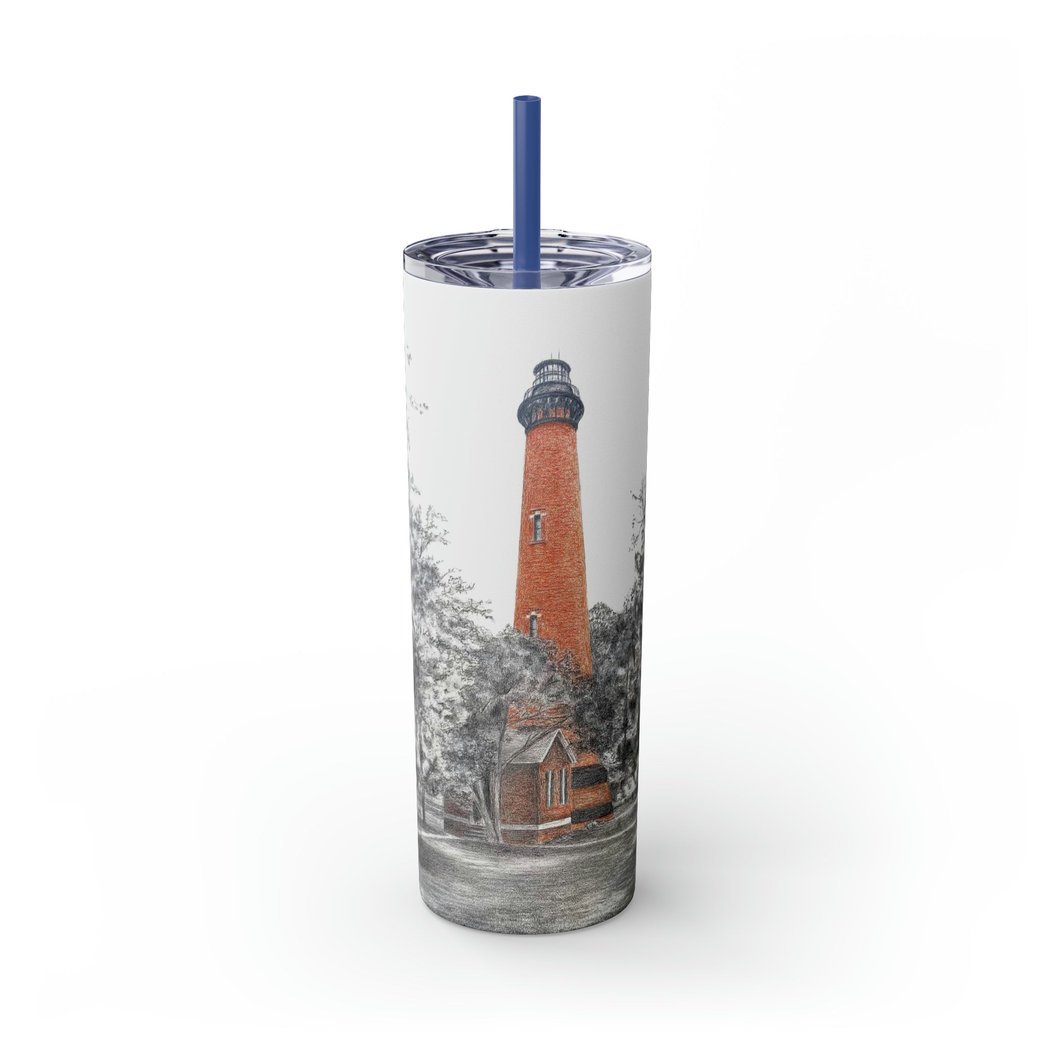 Currituck Lighthouse Skinny Tumbler with Straw, 20oz
