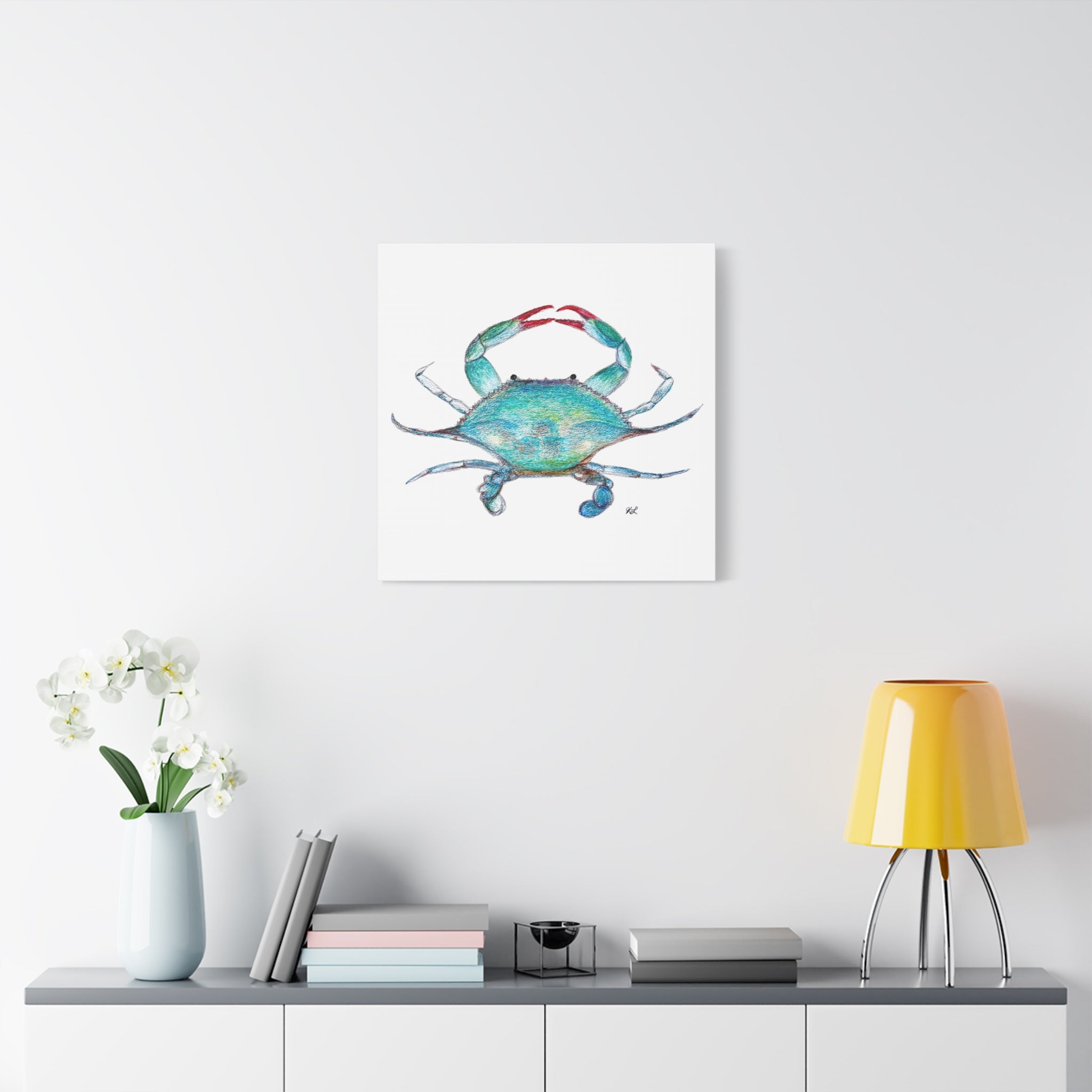 Blue Crab watercolor Canvas Print
