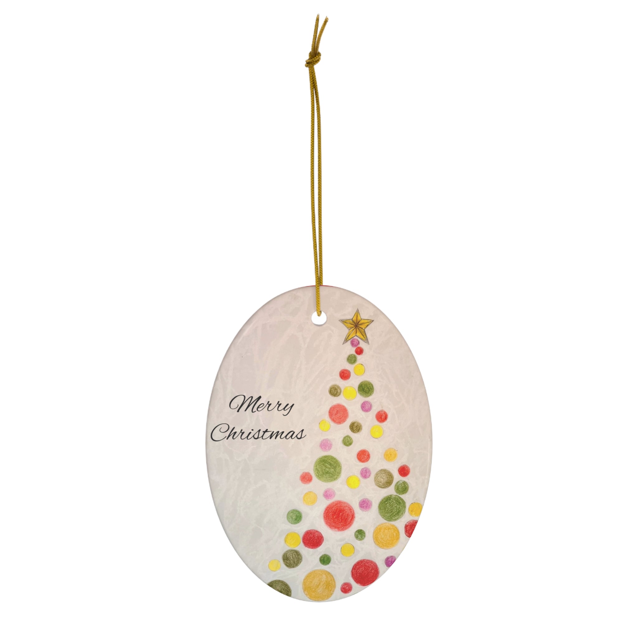 Christmas Tree Drawing Ceramic Ornament, Signature Collection