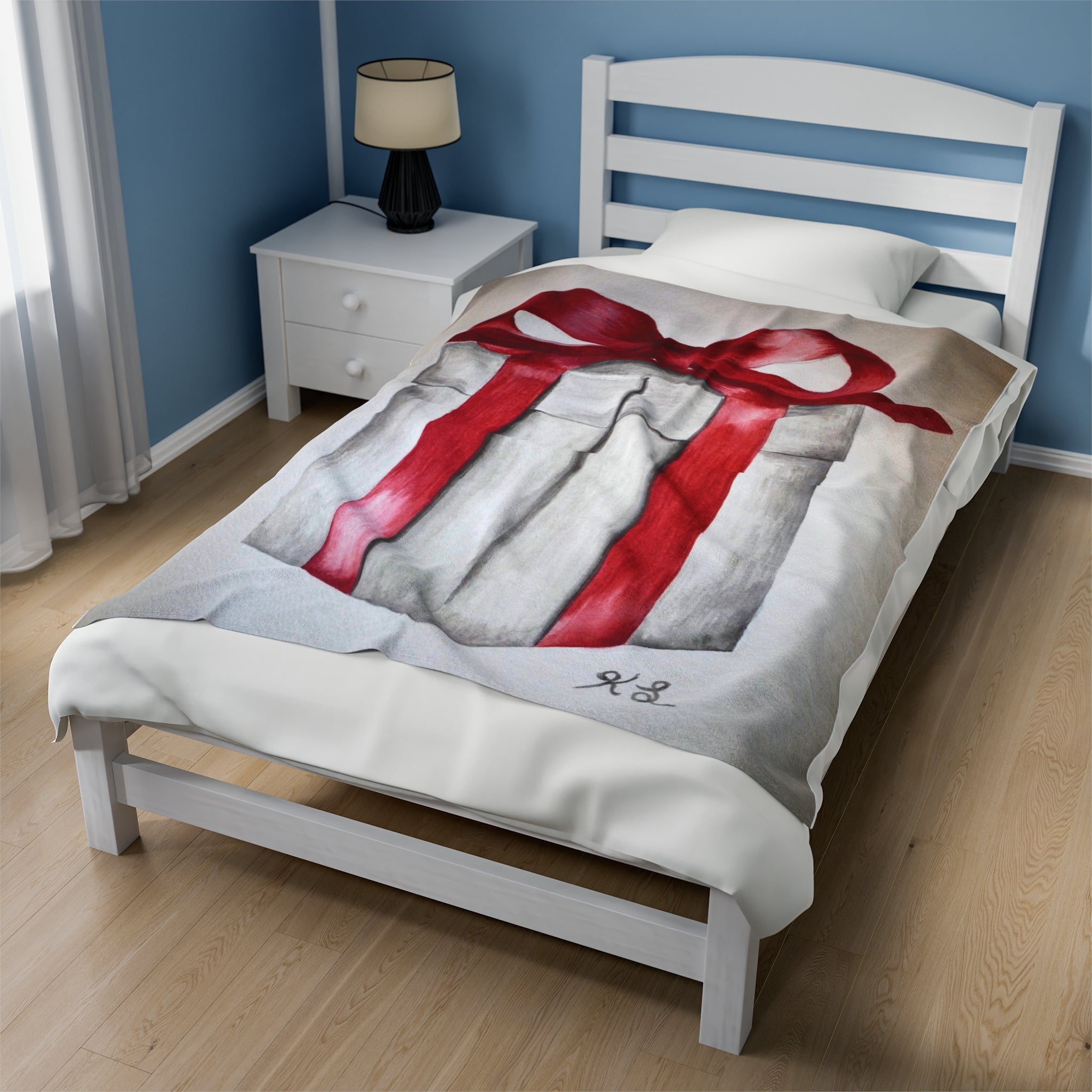 Present Watercolor Velveteen Plush Blanket