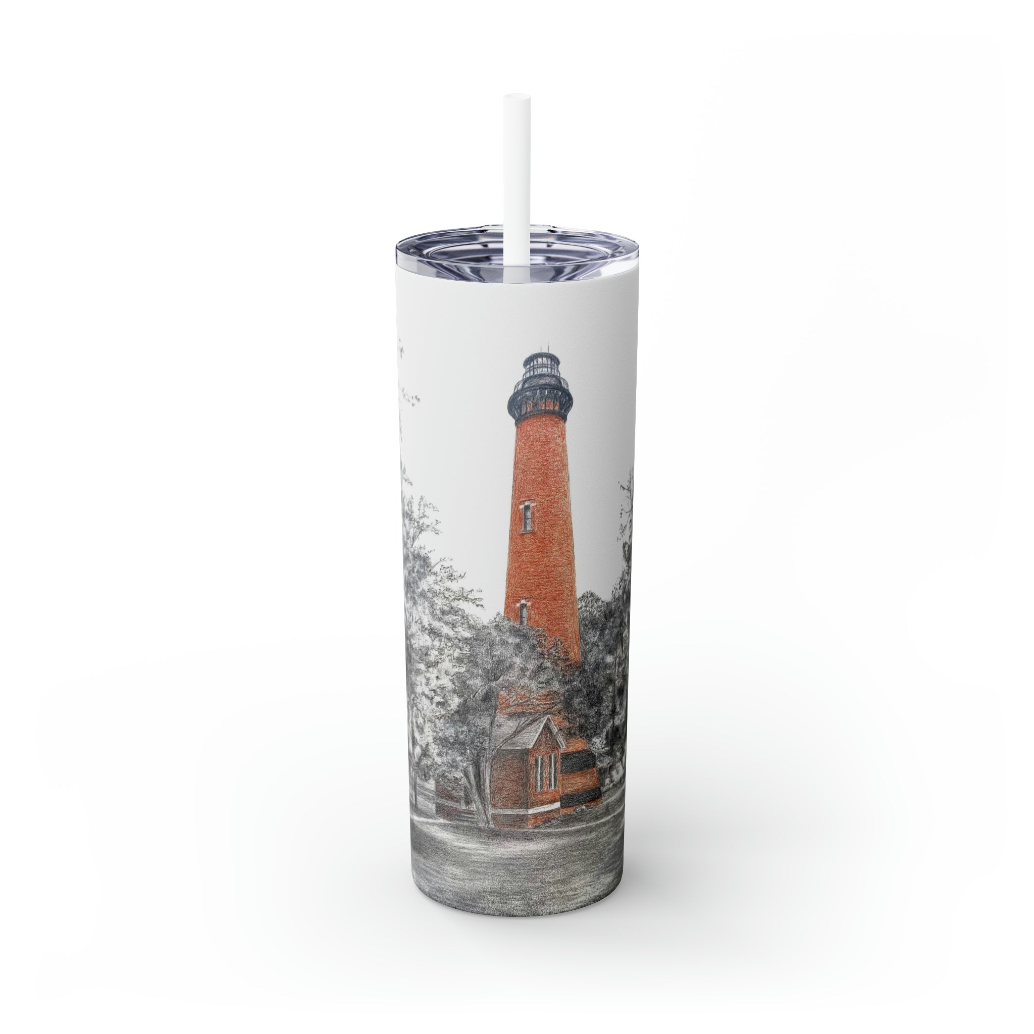 Currituck Lighthouse Skinny Tumbler with Straw, 20oz