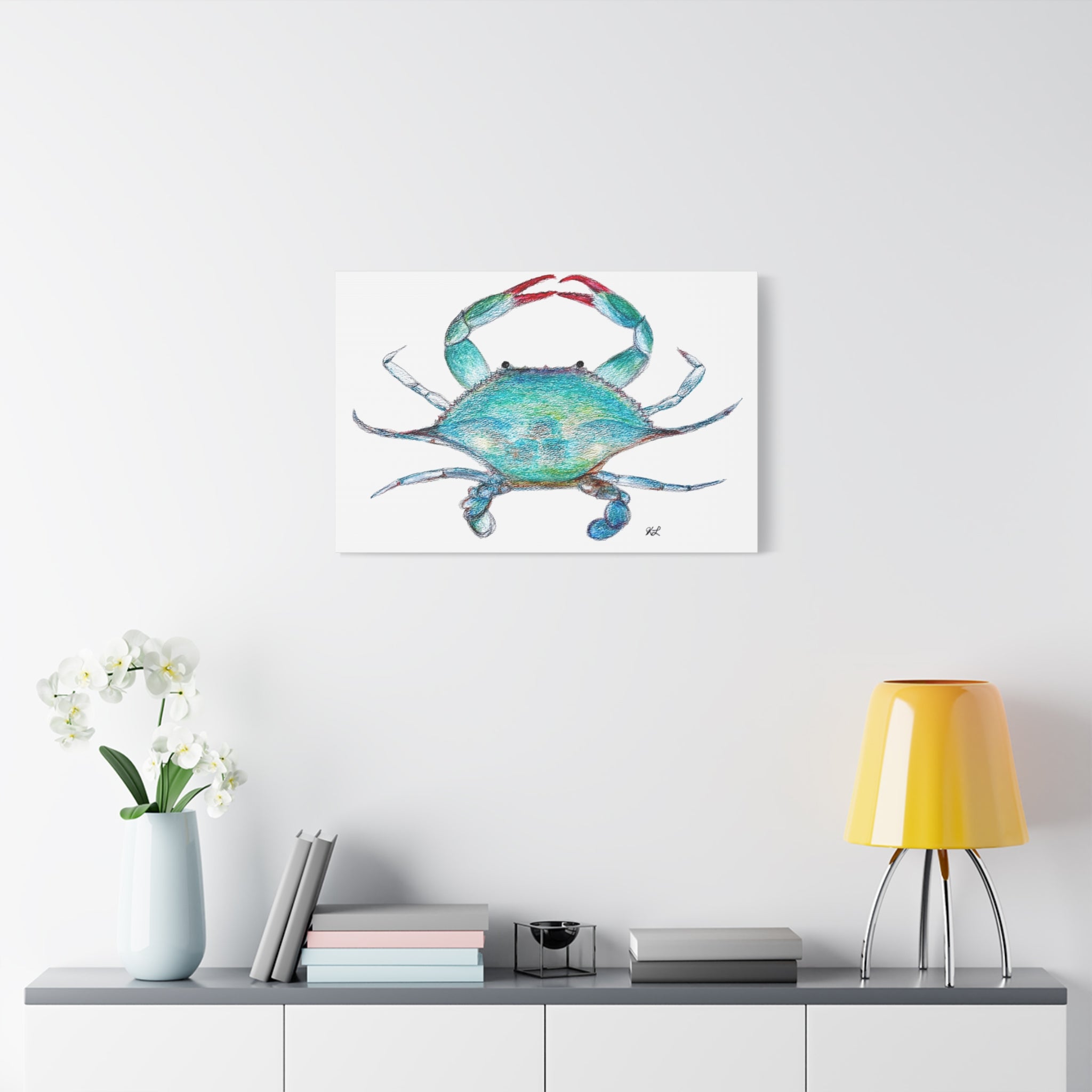 Blue Crab watercolor Canvas Print