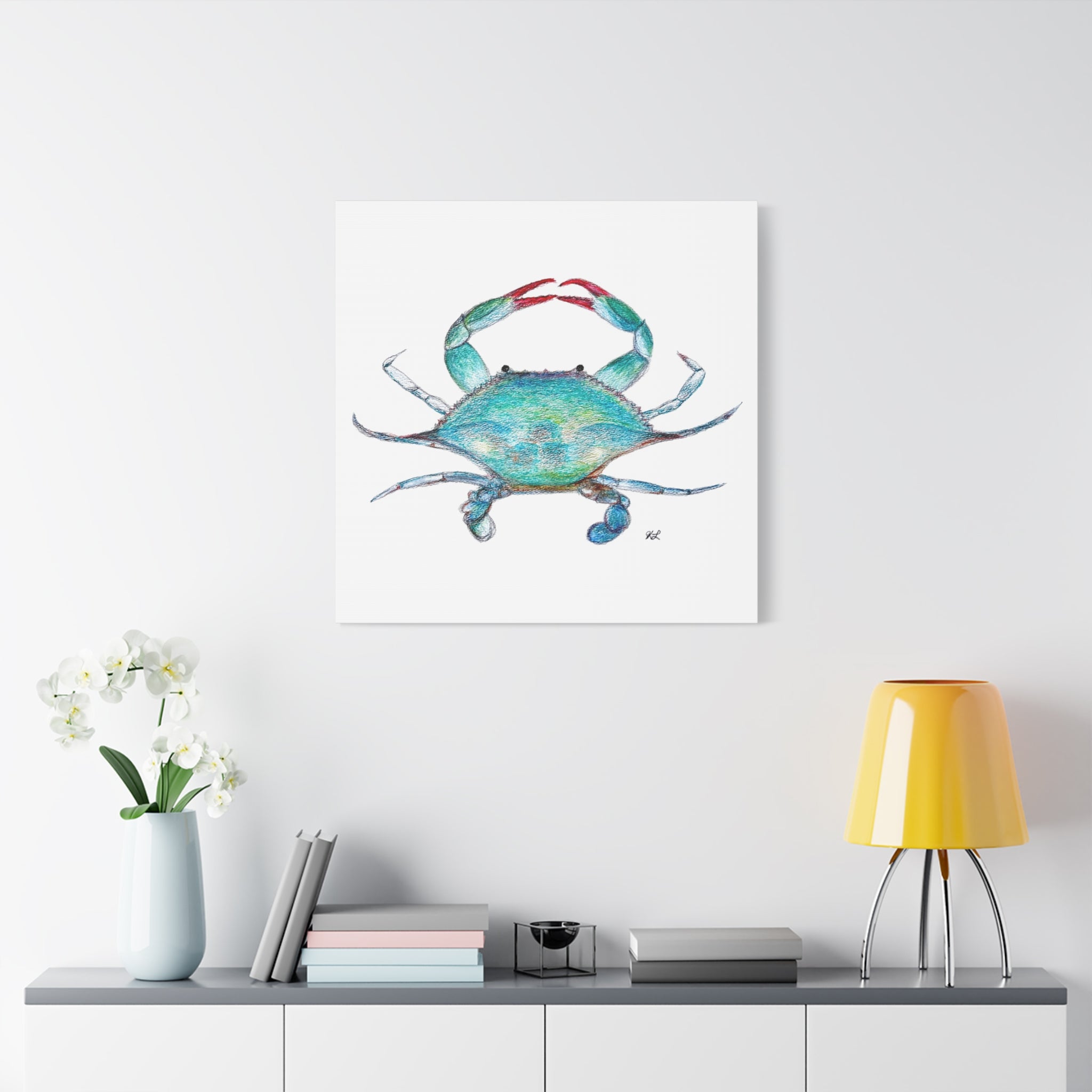 Blue Crab watercolor Canvas Print