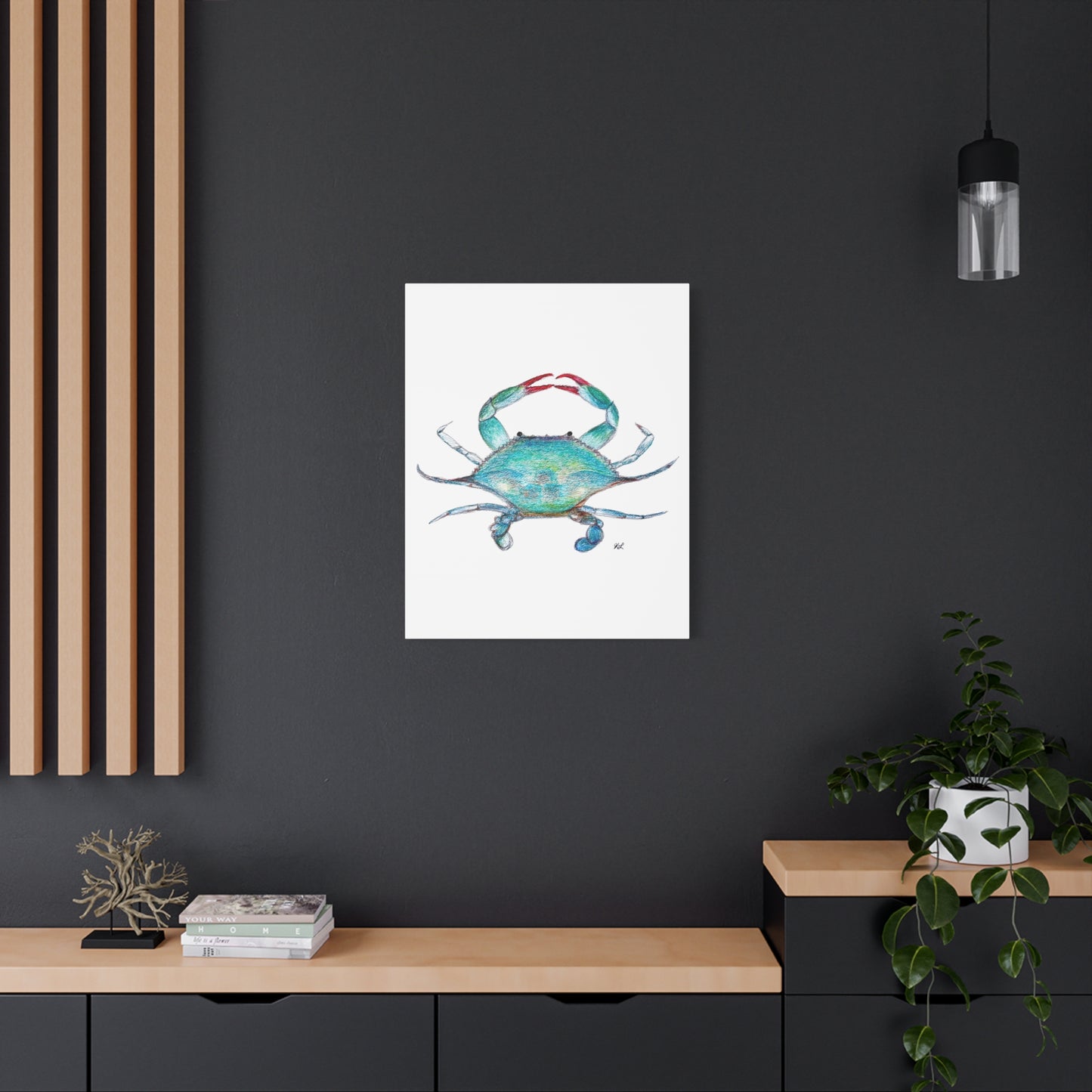 Blue Crab watercolor Canvas Print