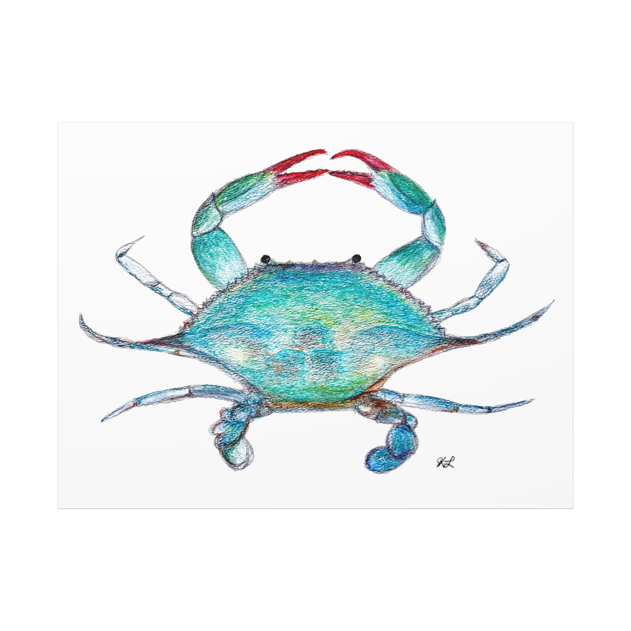 Blue Crab watercolor Canvas Print