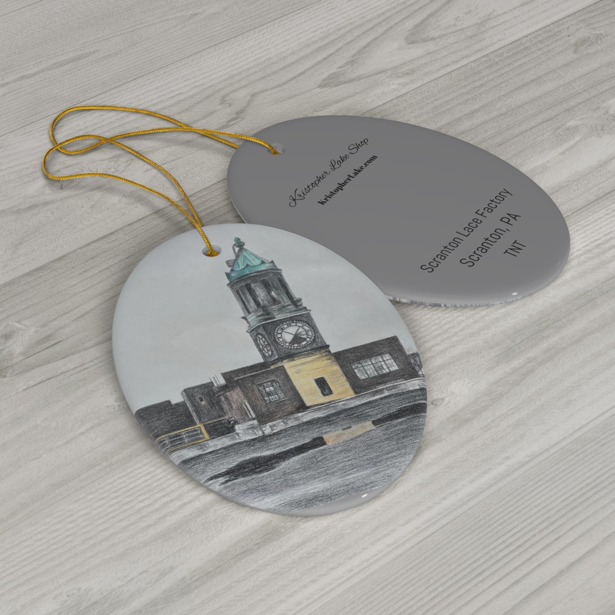 Scranton Lace Factory Ceramic Ornament, 1-Pack