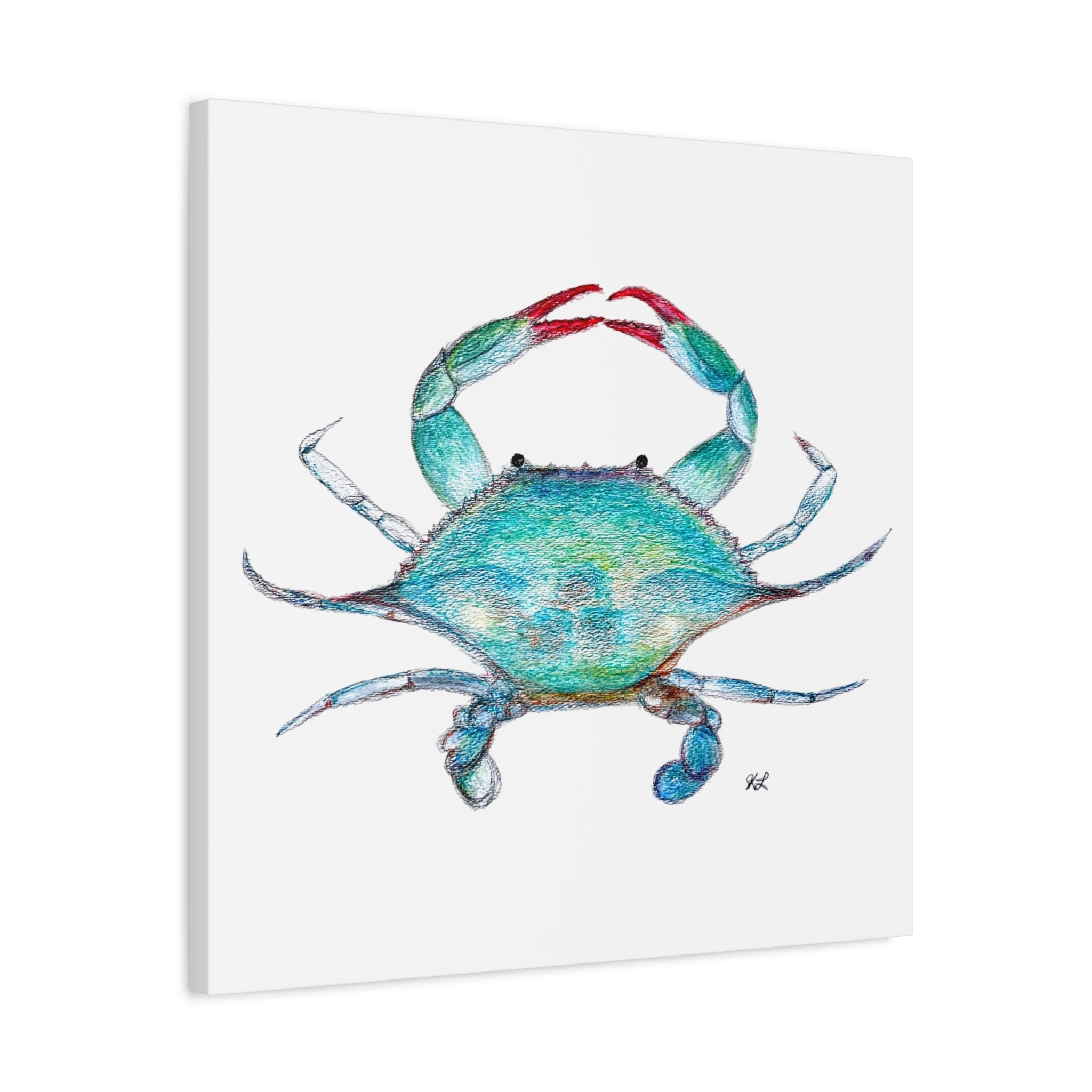 Blue Crab watercolor Canvas Print