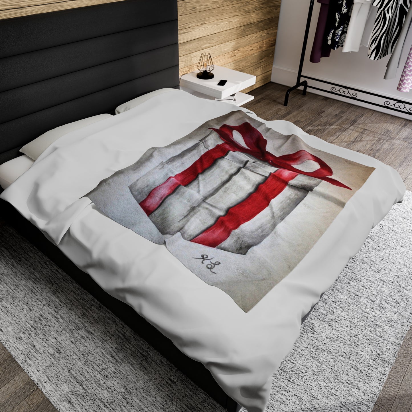Present Watercolor Velveteen Plush Blanket