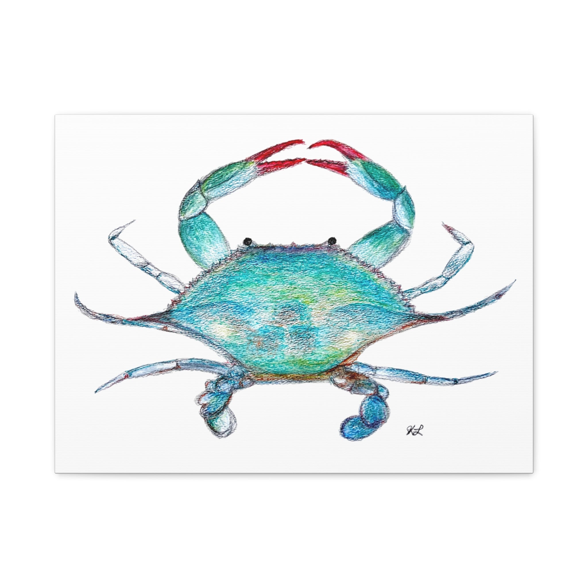 Blue Crab watercolor Canvas Print