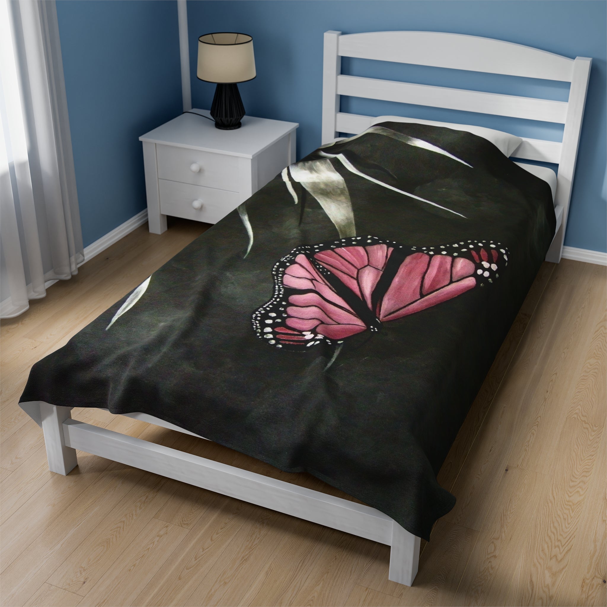The First Butterfly Velveteen Plush Blanket