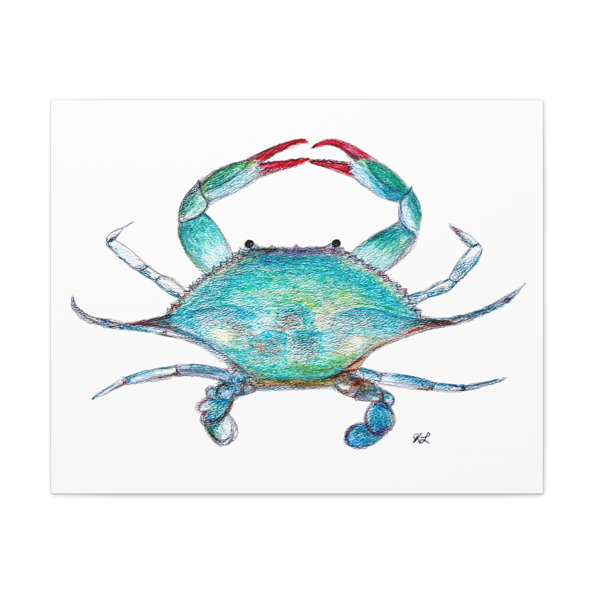 Blue Crab watercolor Canvas Print