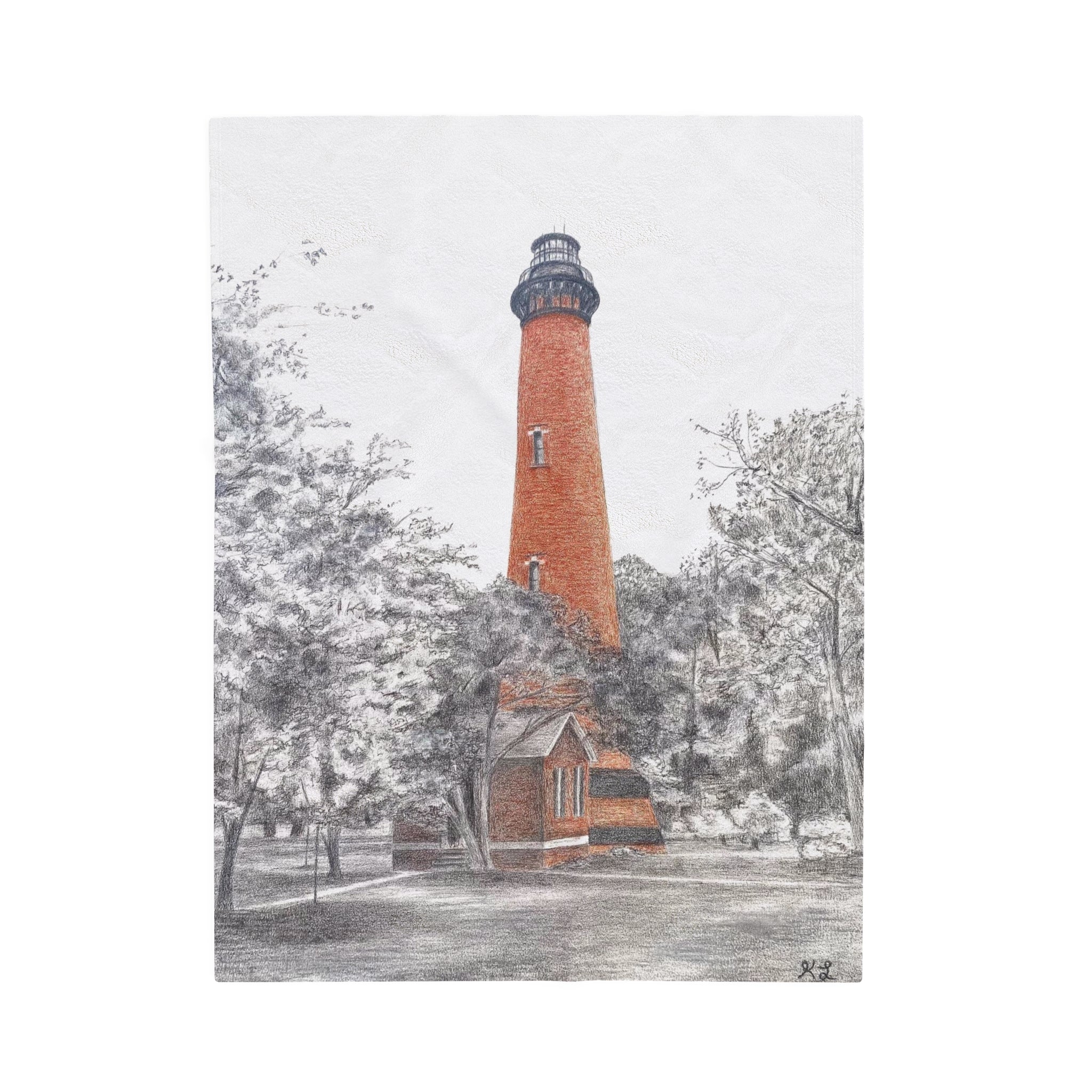 Currituck Lighthouse Velveteen Plush Blanket