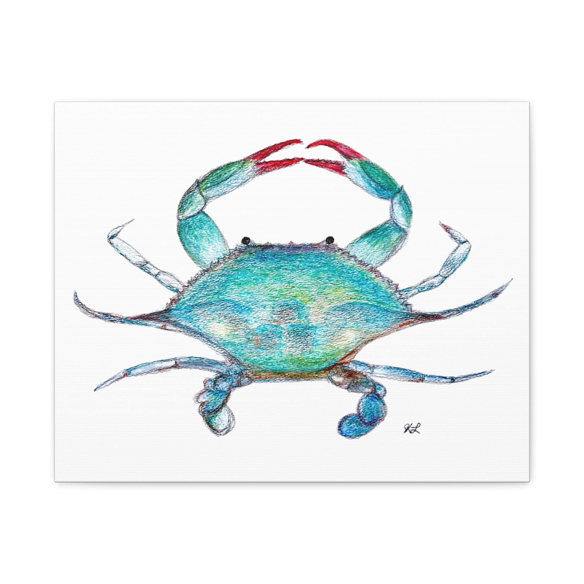 Blue Crab watercolor Canvas Print