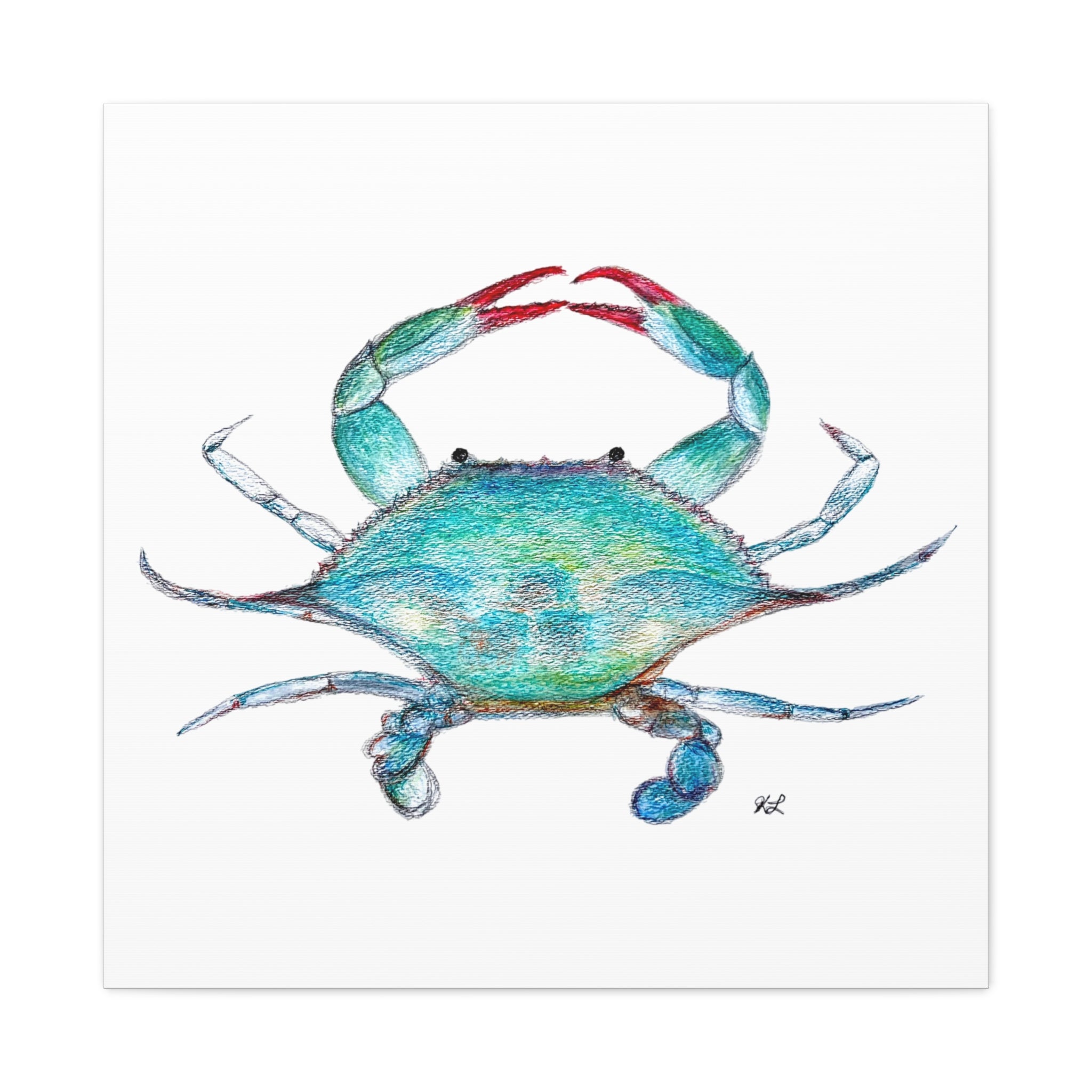 Blue Crab watercolor Canvas Print