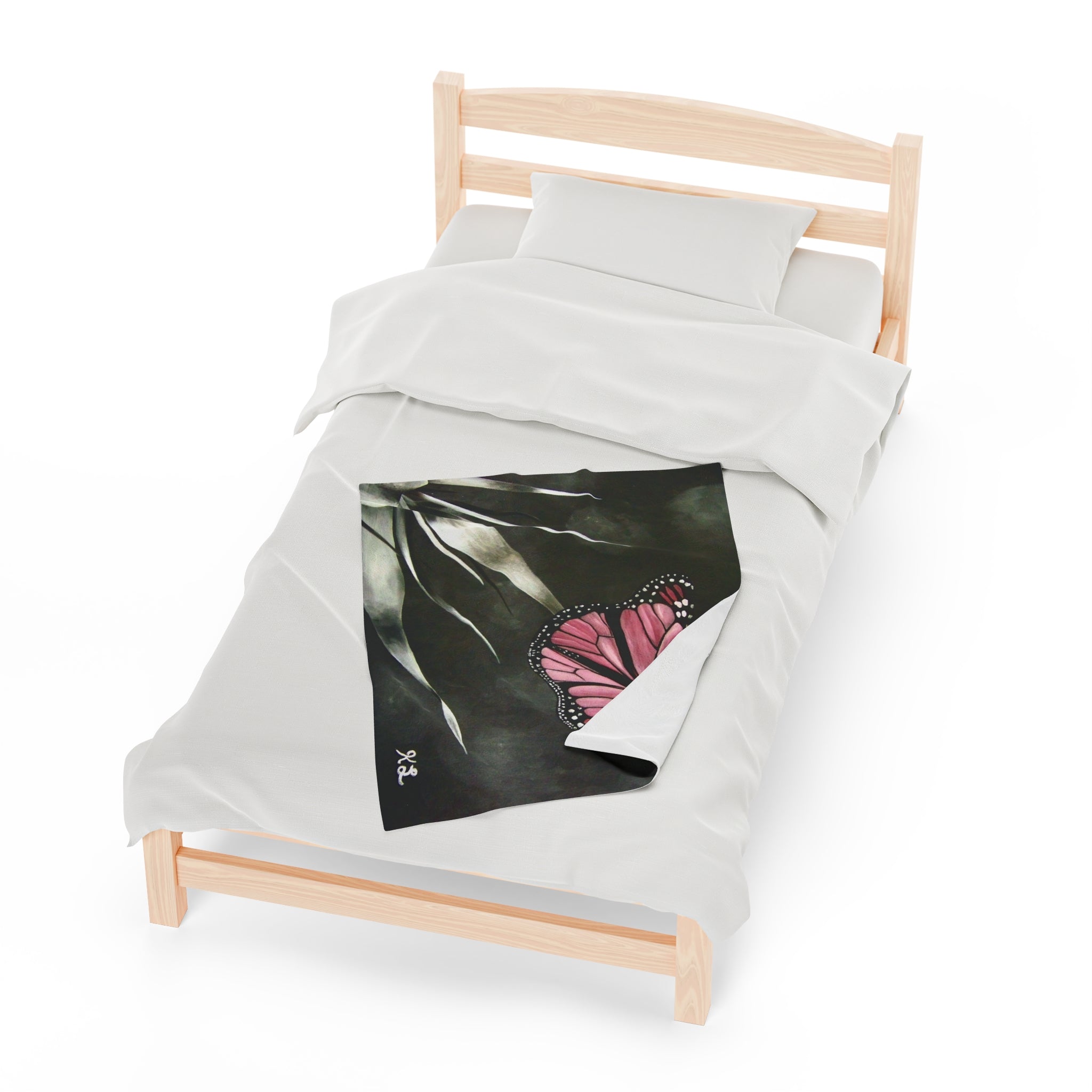 The First Butterfly Velveteen Plush Blanket
