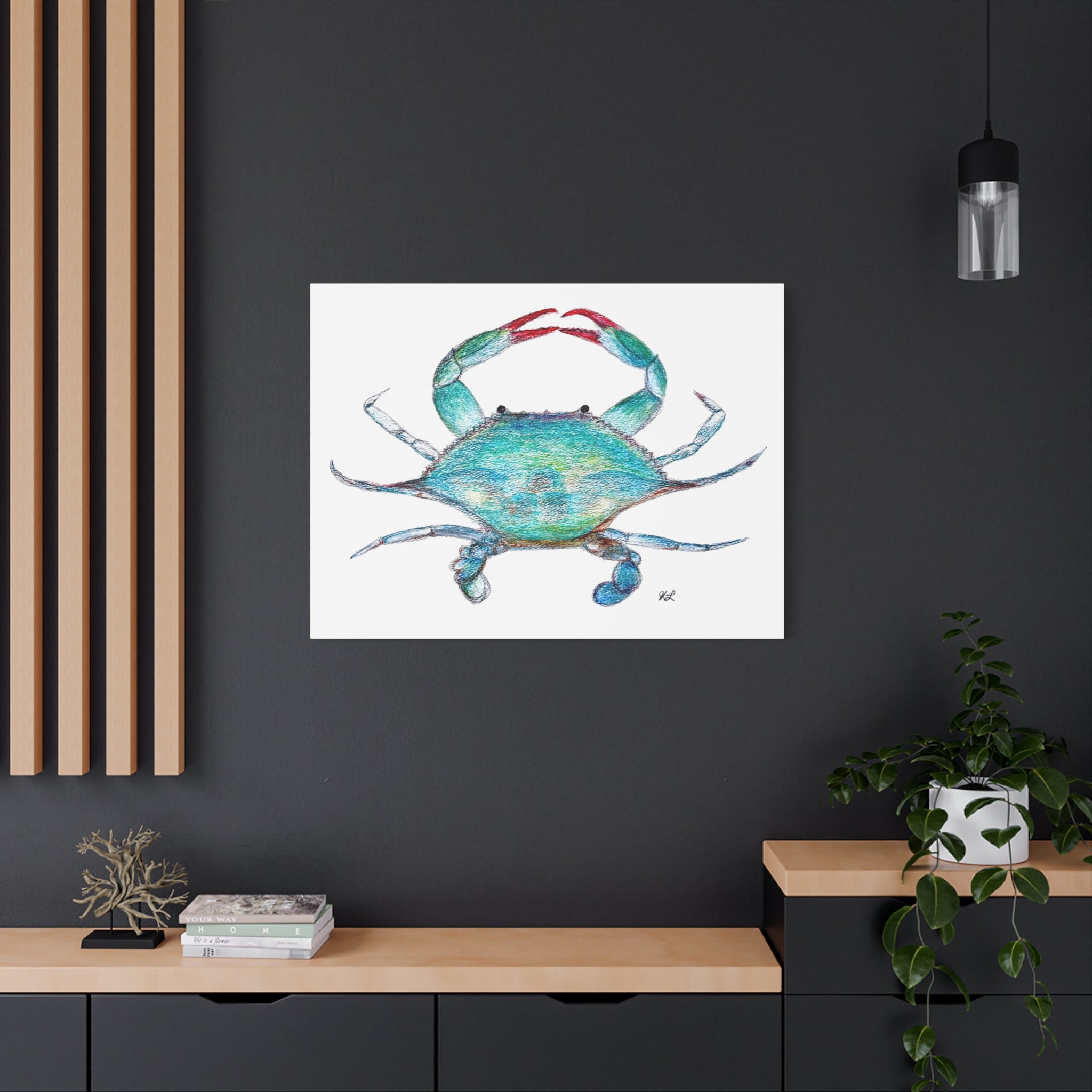 Blue Crab watercolor Canvas Print