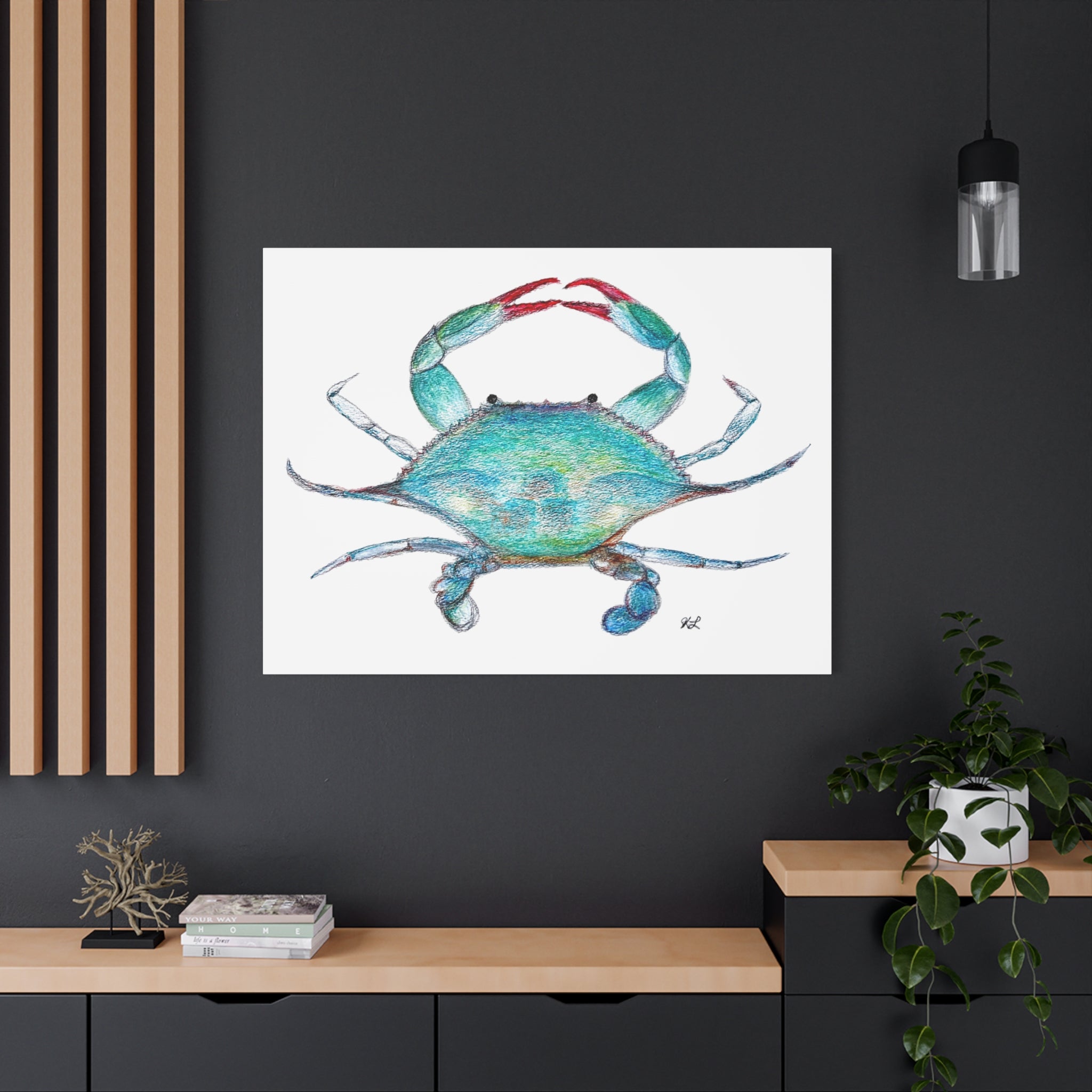 Blue Crab watercolor Canvas Print