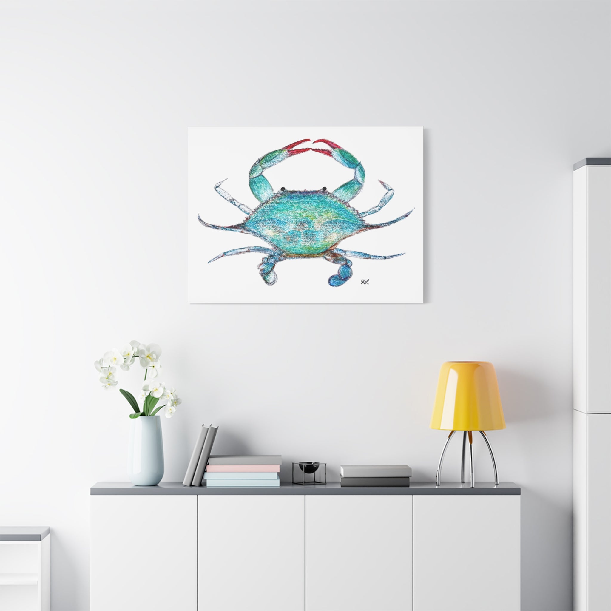 Blue Crab watercolor Canvas Print