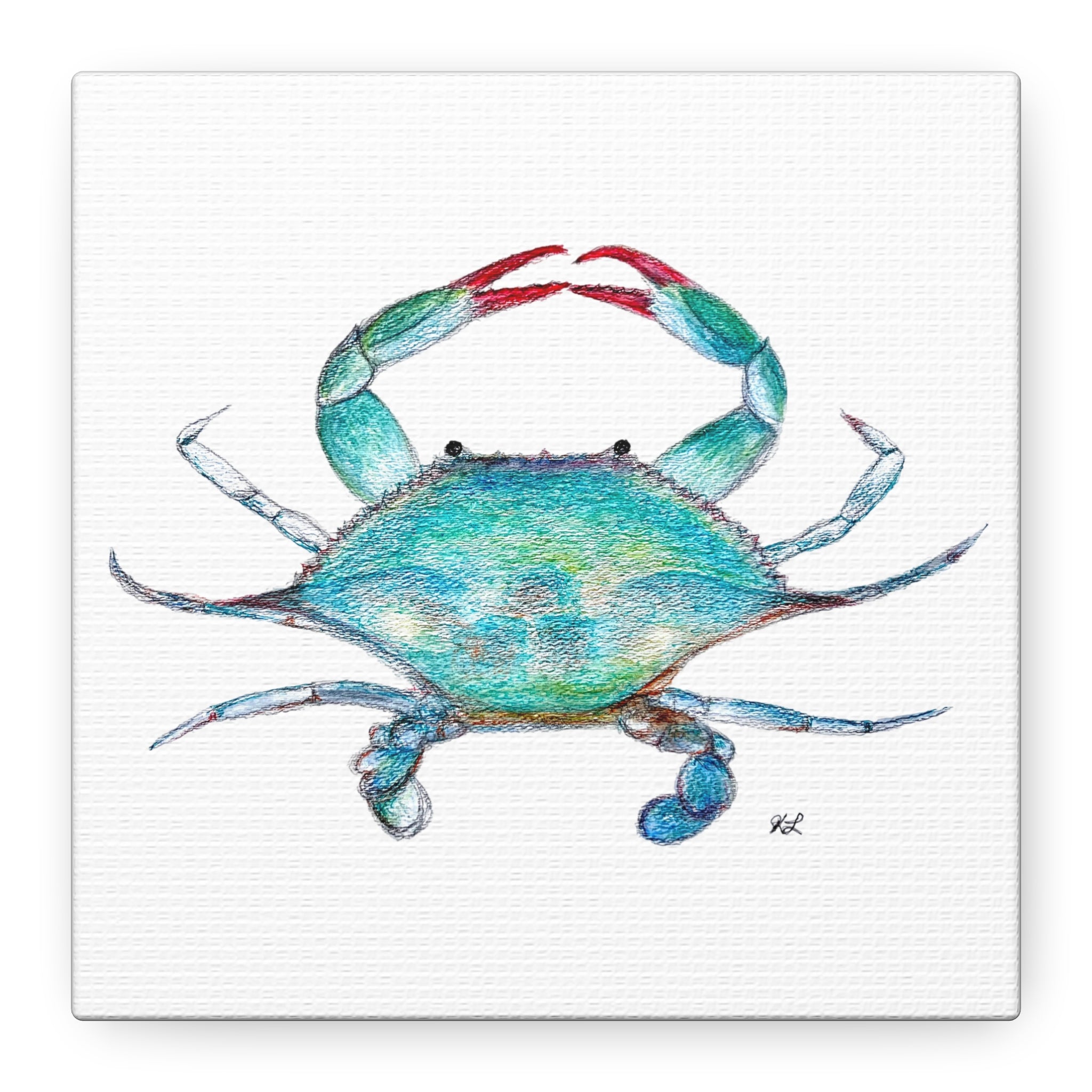 Blue Crab watercolor Canvas Print