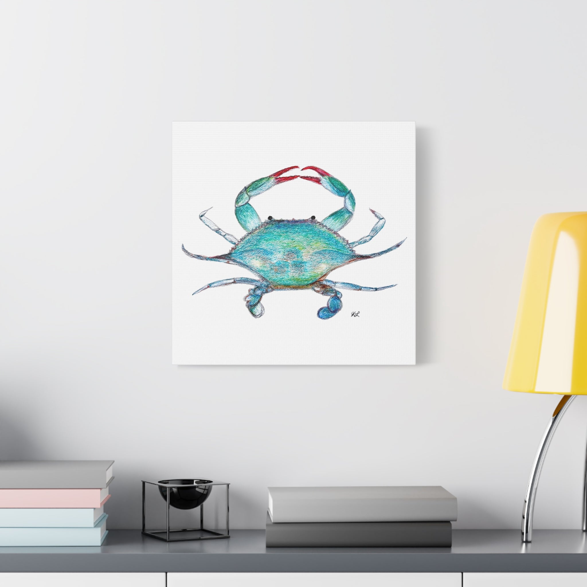 Blue Crab watercolor Canvas Print