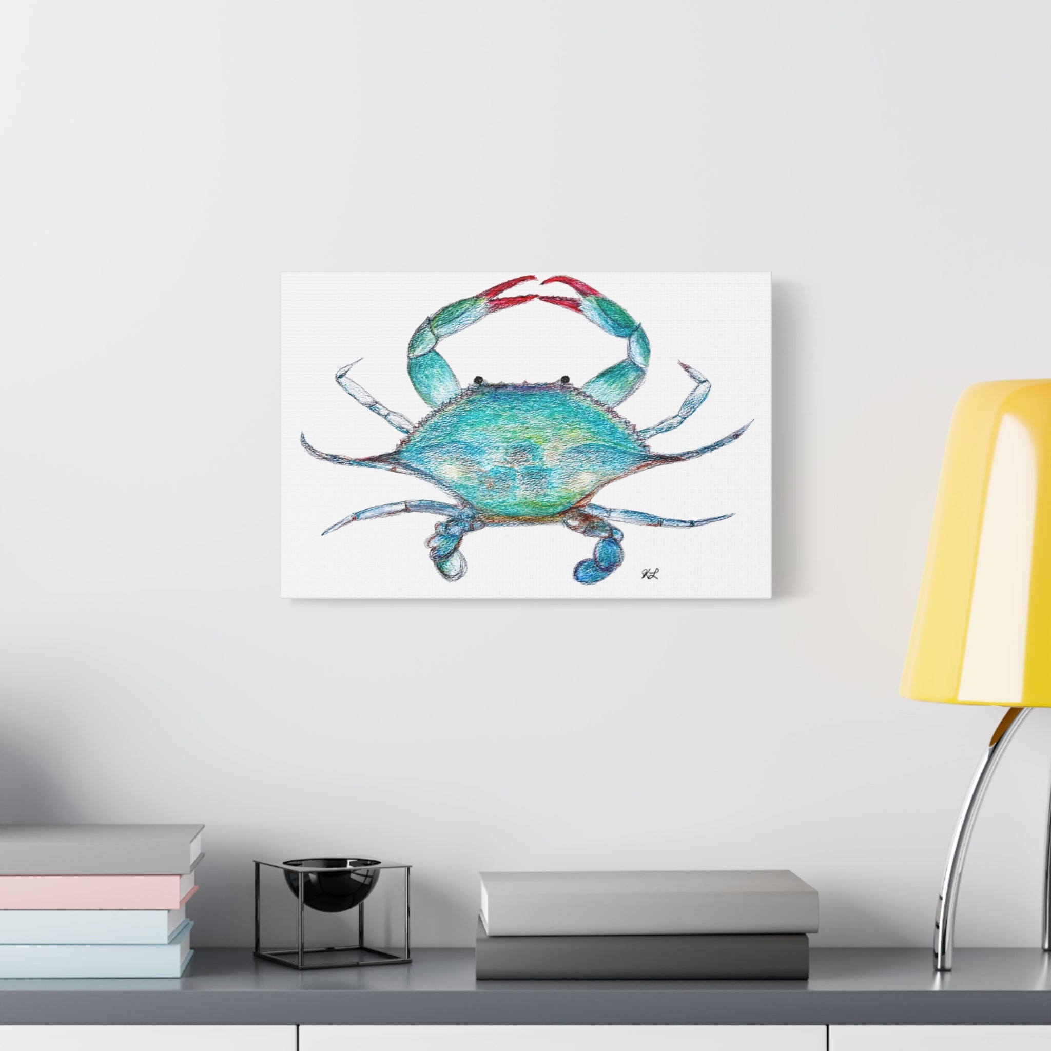 Blue Crab watercolor Canvas Print