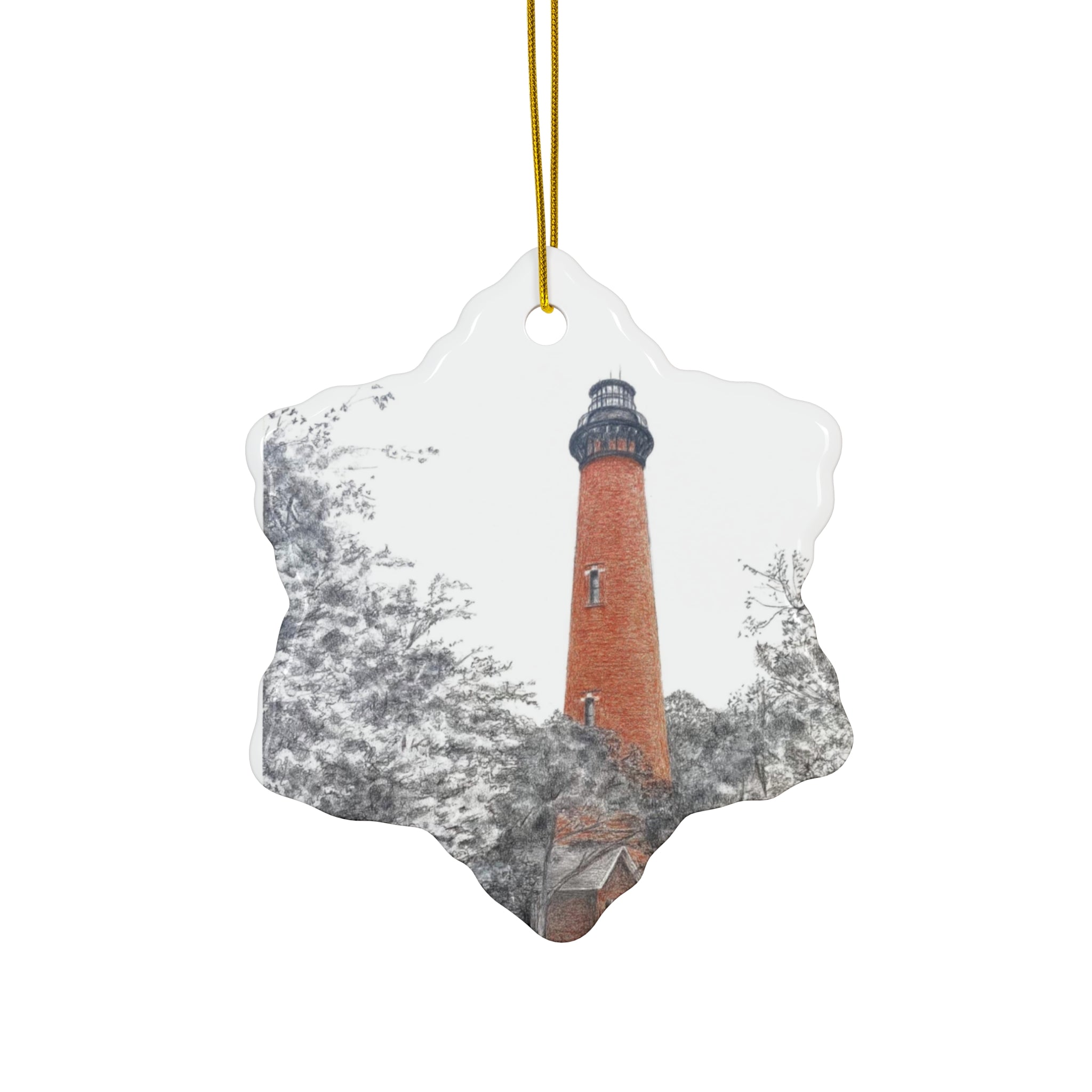 Currituck Lighthouse Ceramic Ornament, 3 Shapes