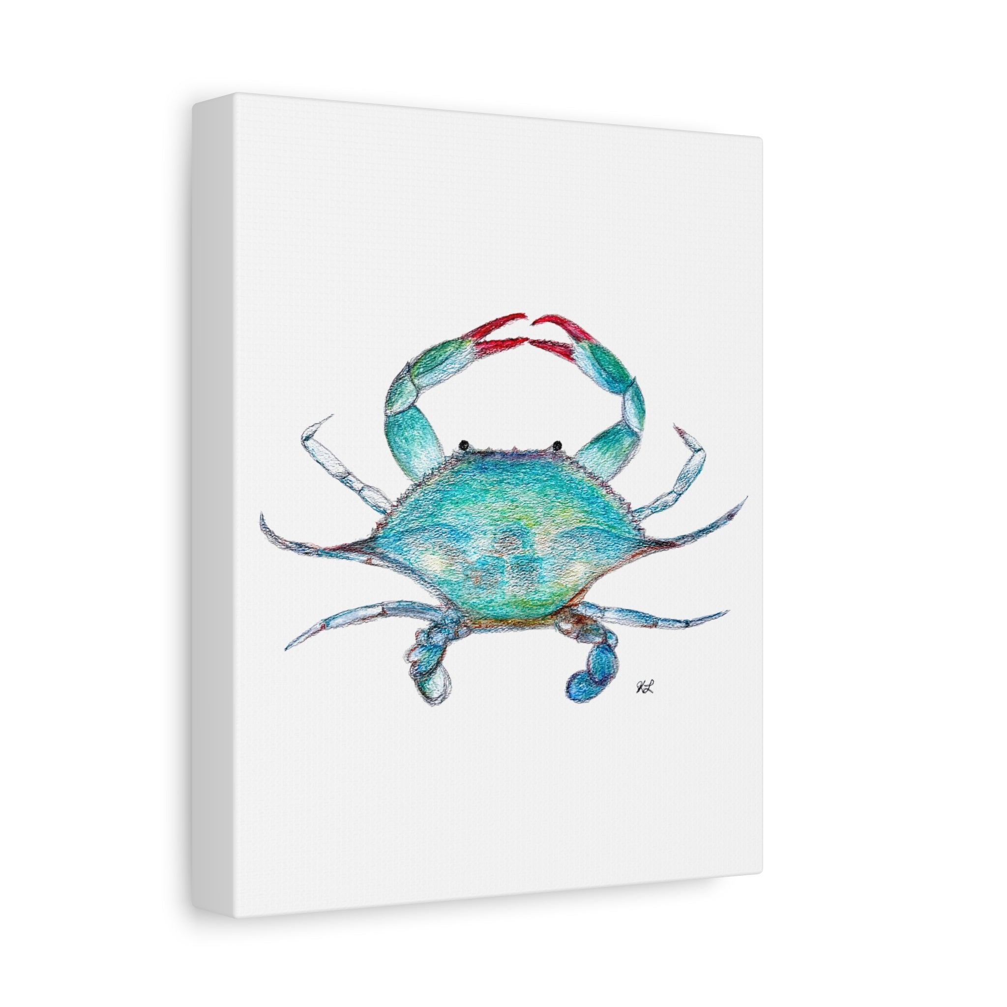 Blue Crab watercolor Canvas Print